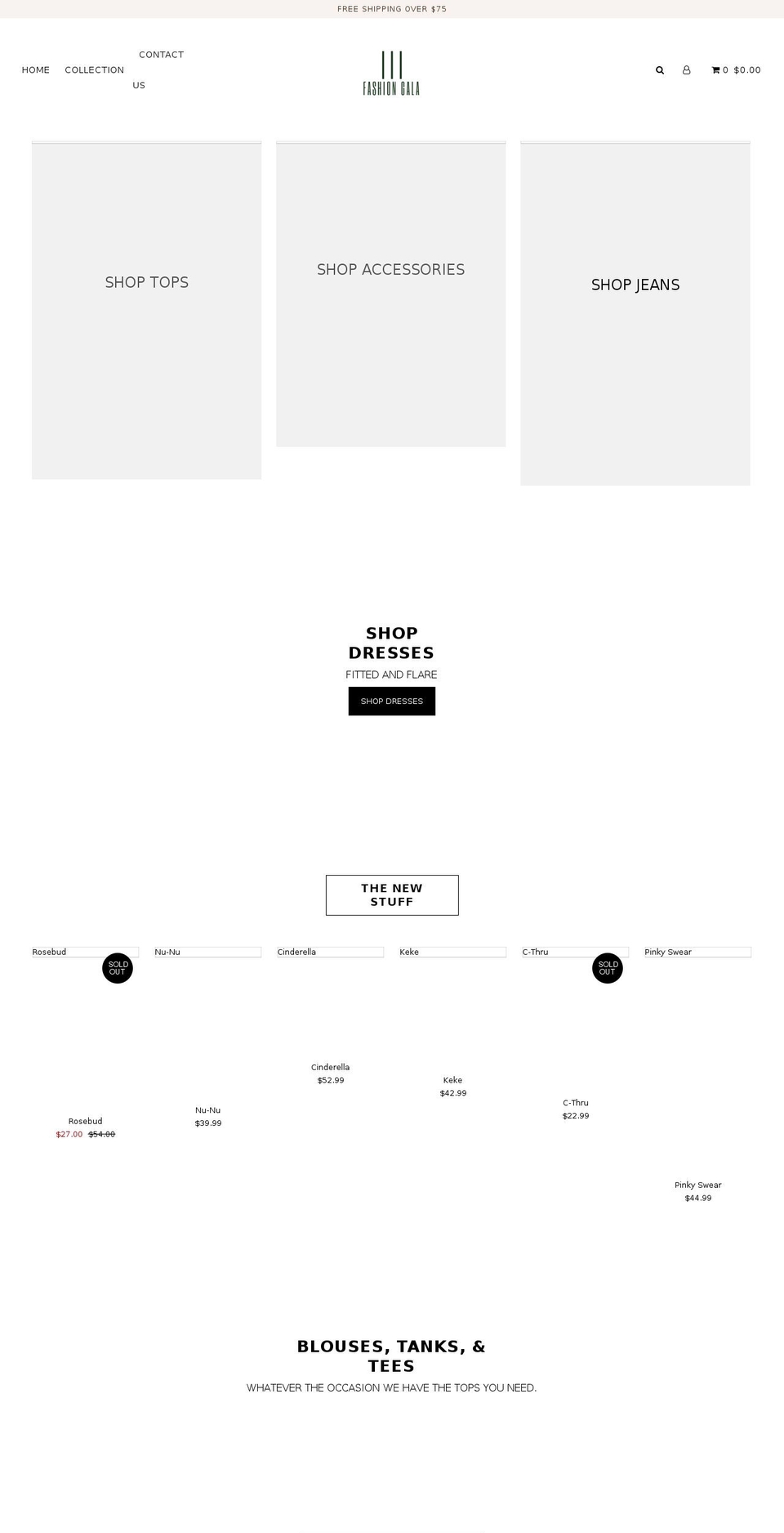 threefashiongala.com — Shopify storefront screenshot