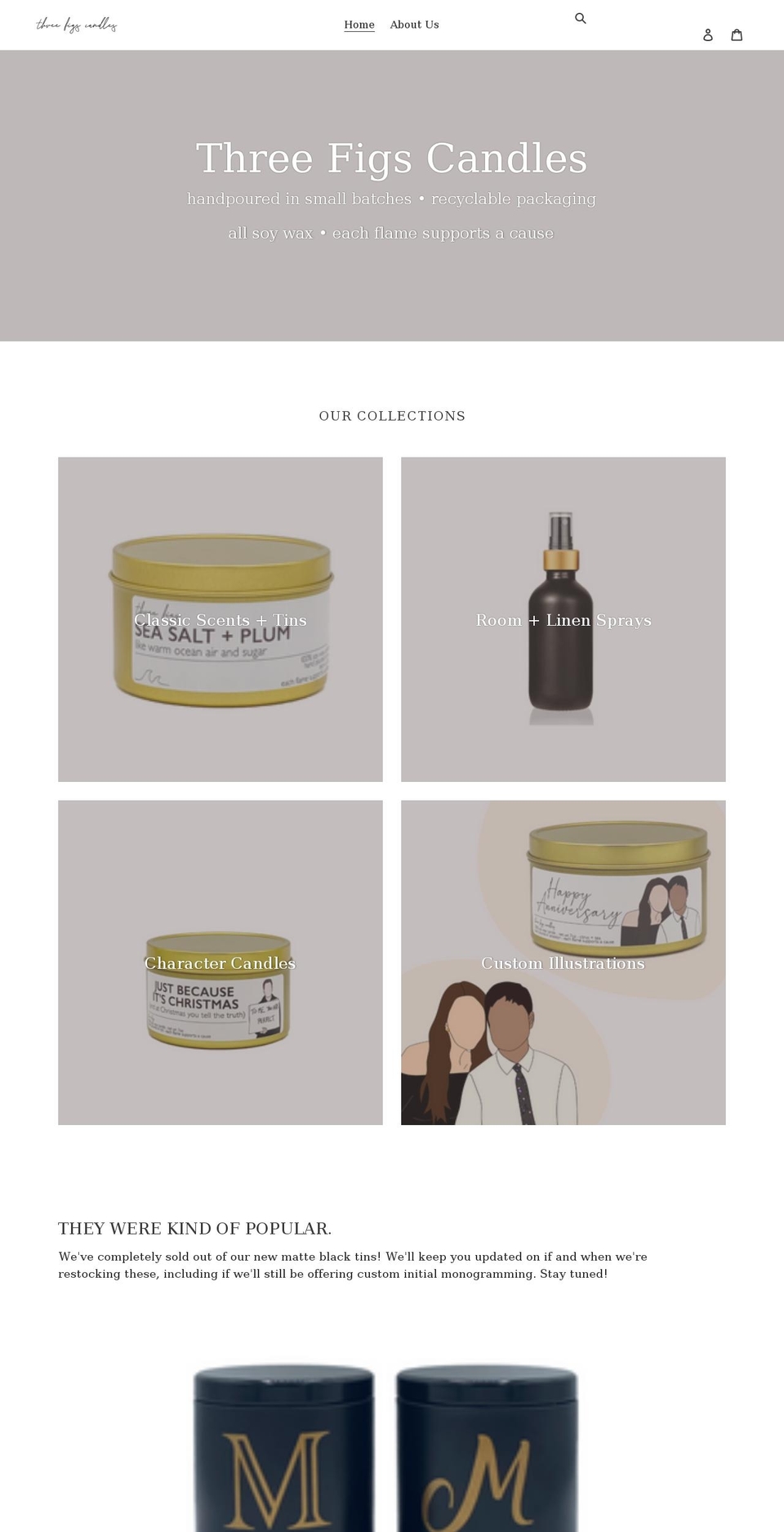 threefigscandles.com shopify website screenshot