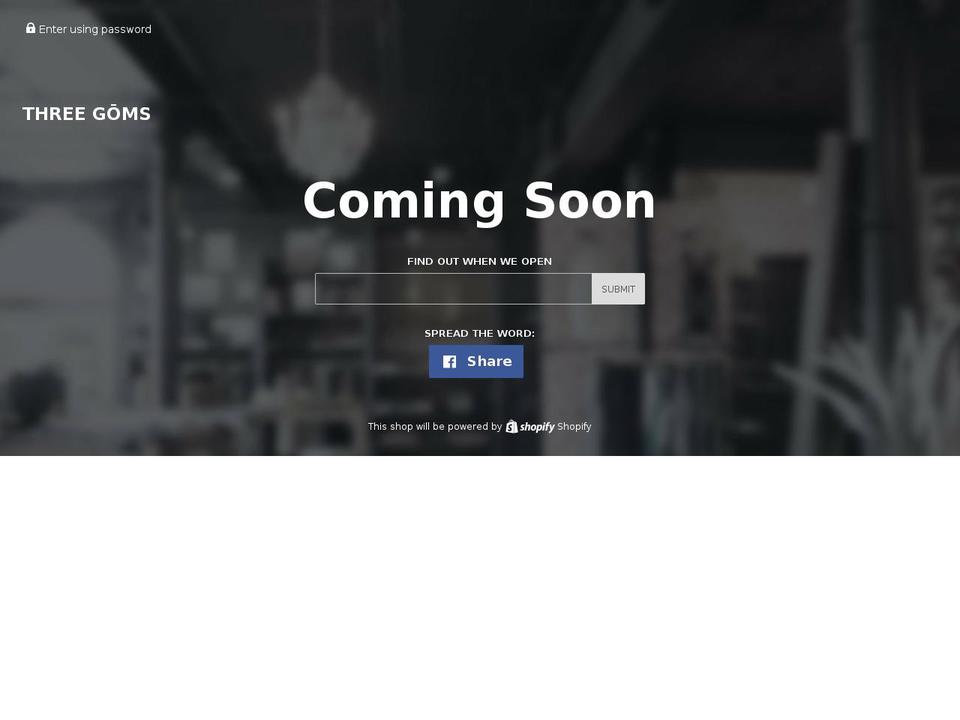 threegoms.com shopify website screenshot