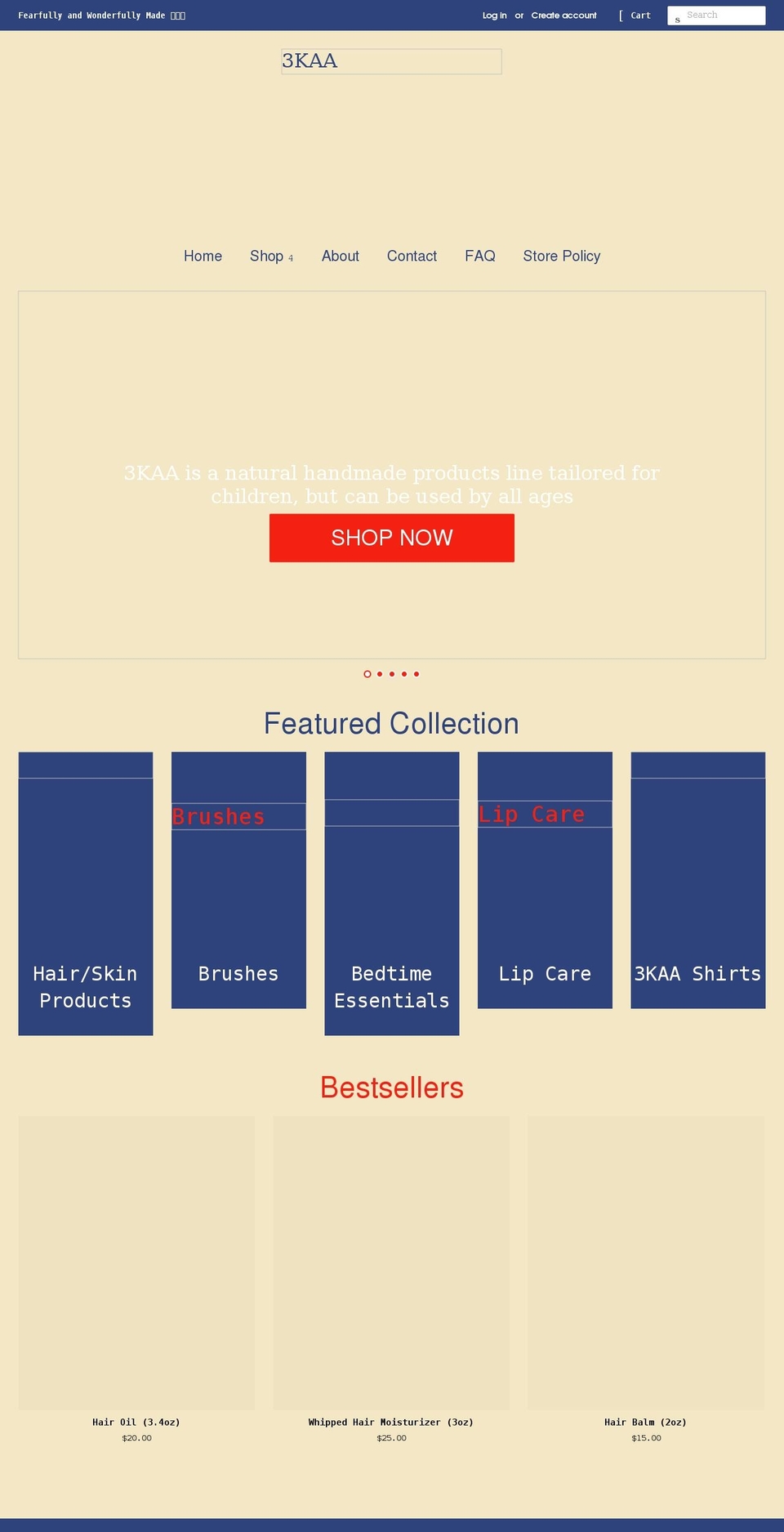 threekaa.com shopify website screenshot