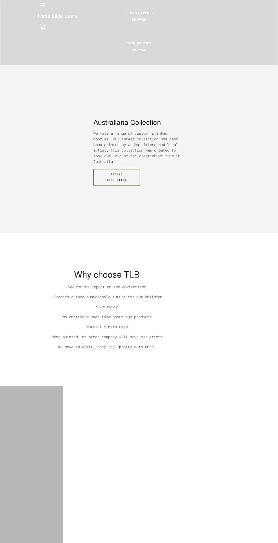 threelittlebearsau.com — Shopify storefront screenshot