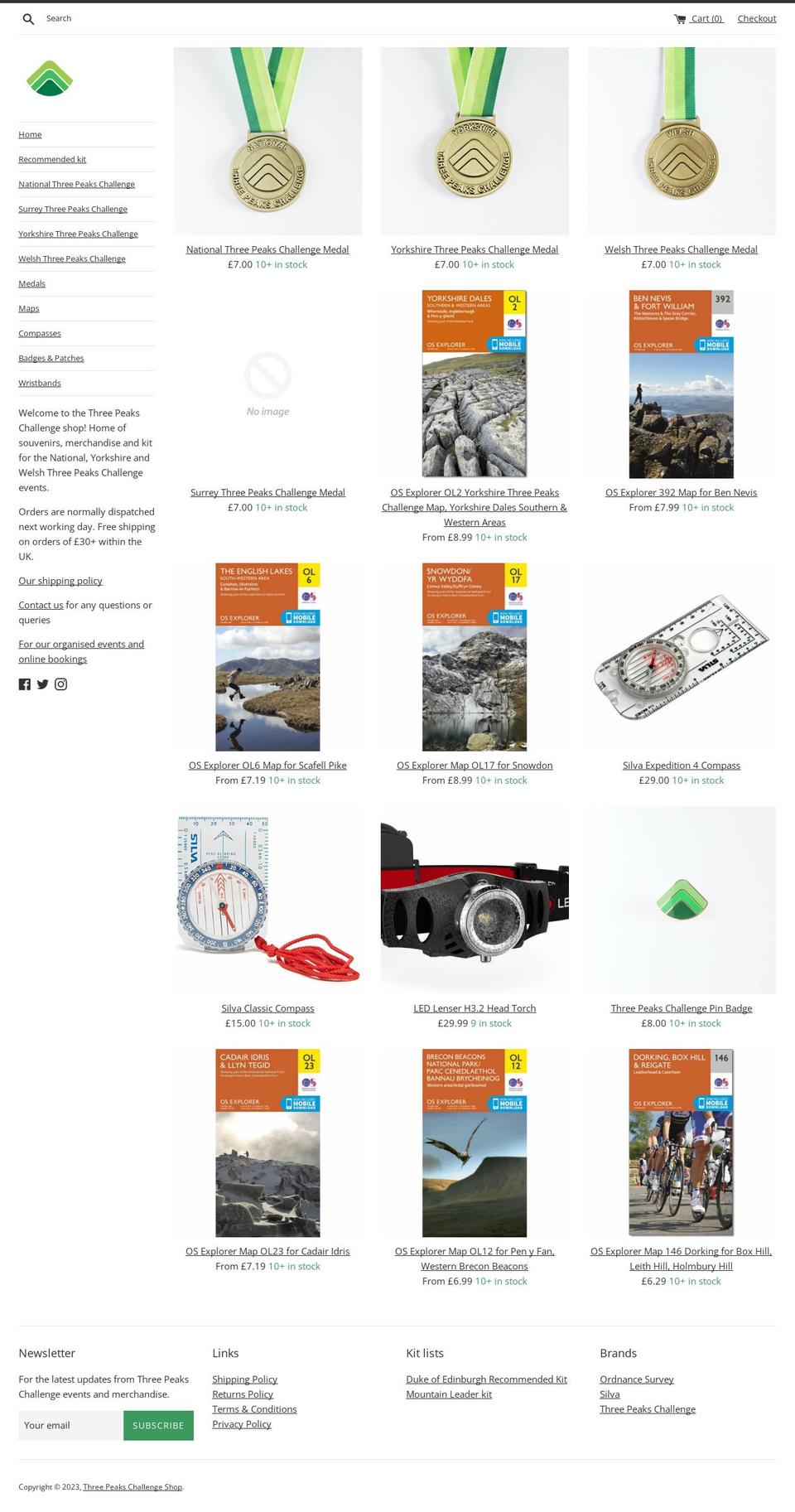 threepeakschallengeshop.uk shopify website screenshot