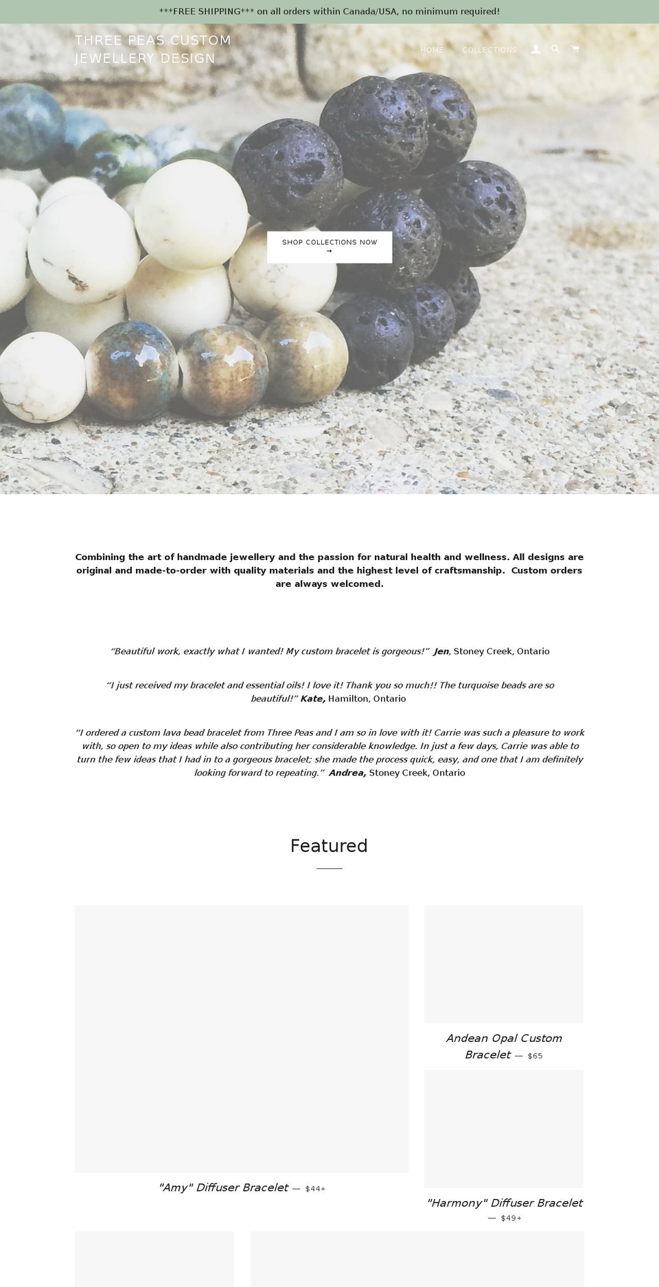 threepeasdesignco.com shopify website screenshot