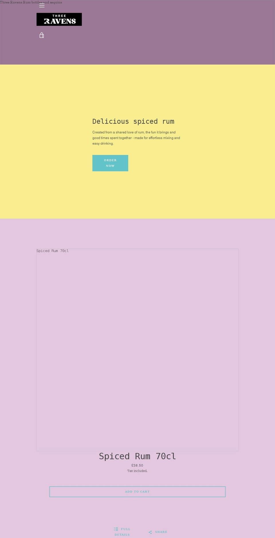 threeravensrum.com shopify website screenshot