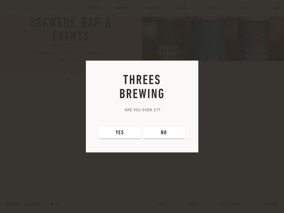 New Site Shopify theme site example threesbrewing.com