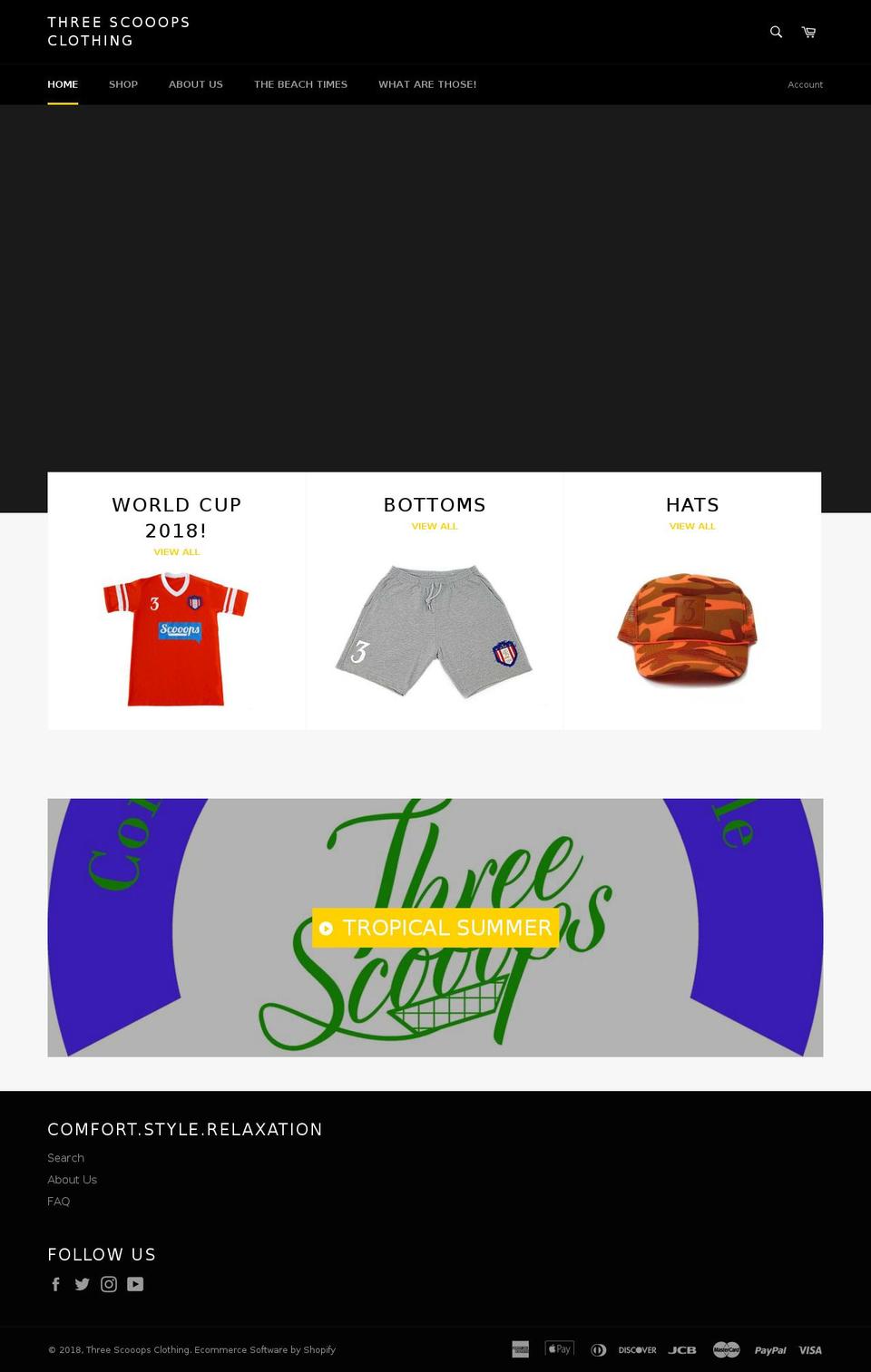 threescooops.com shopify website screenshot