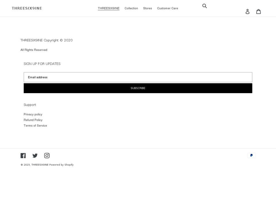 threesix9ine.com shopify website screenshot