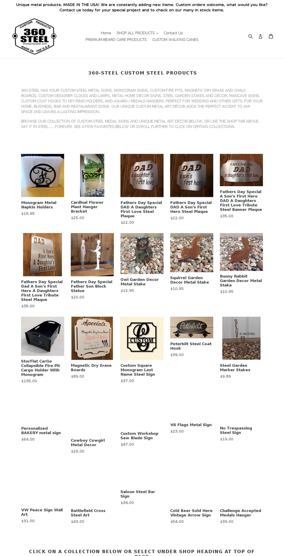 threesixtysteel.com shopify website screenshot