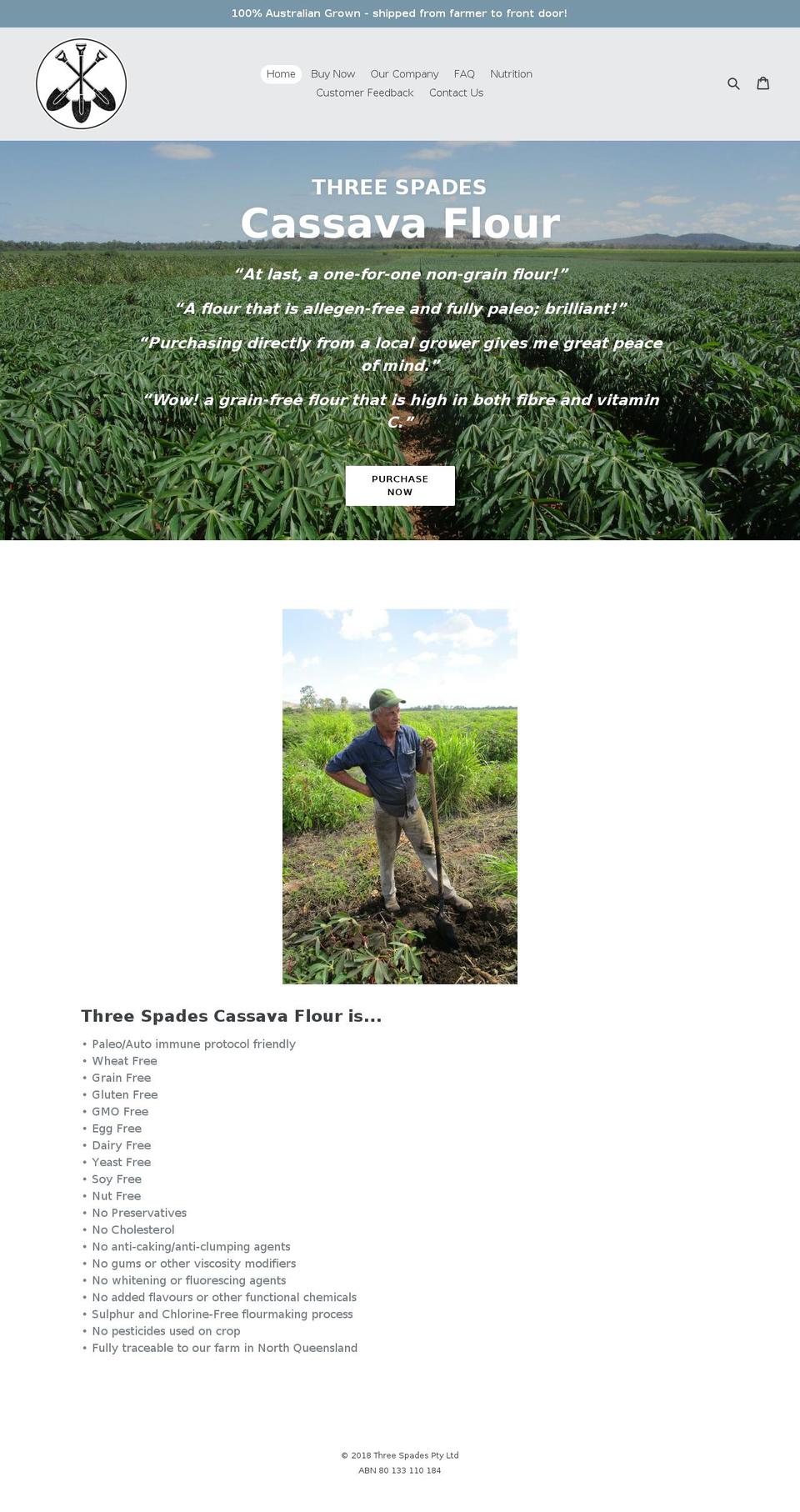 threespades.com.au shopify website screenshot