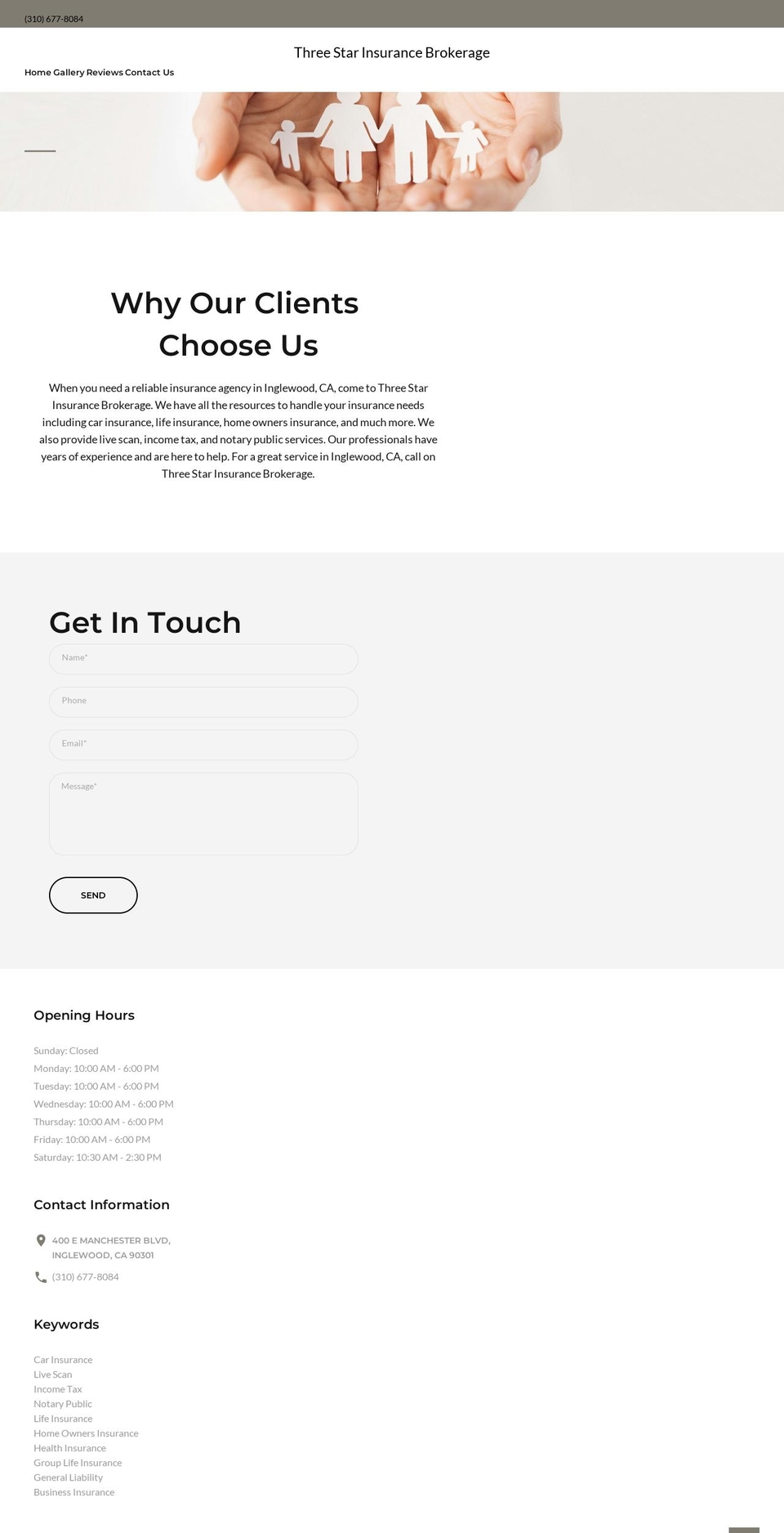 threestarinsurancebrokerage.com — Shopify storefront screenshot