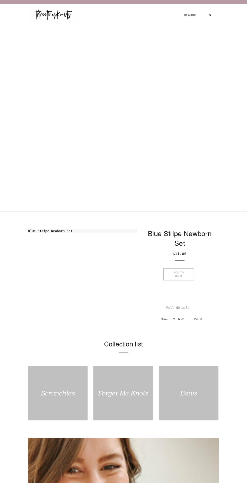 threetinyknots.com shopify website screenshot