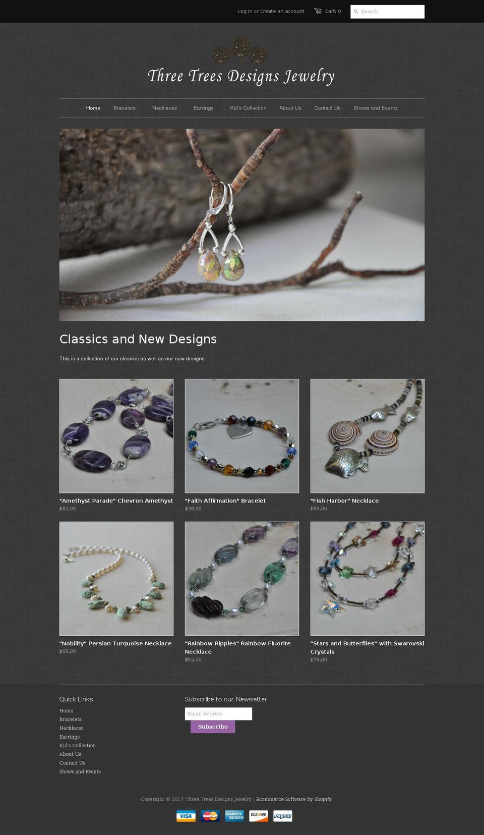 threetreesdesigns.com shopify website screenshot