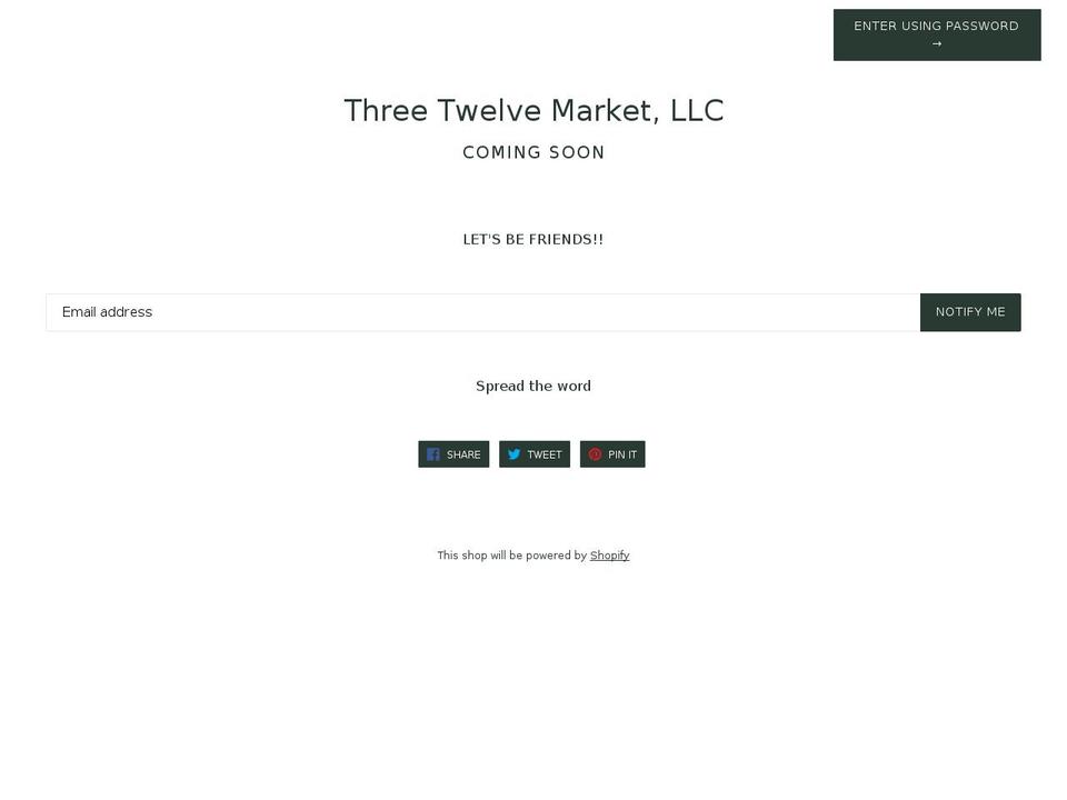 threetwelvemarket.com shopify website screenshot