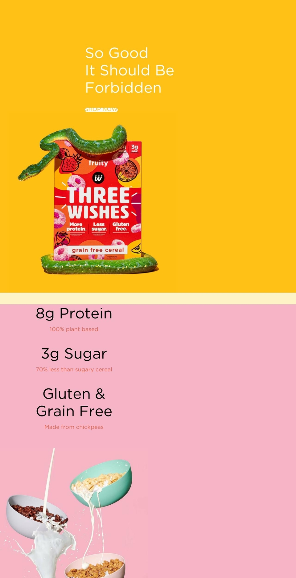 threewishescereal.com shopify website screenshot