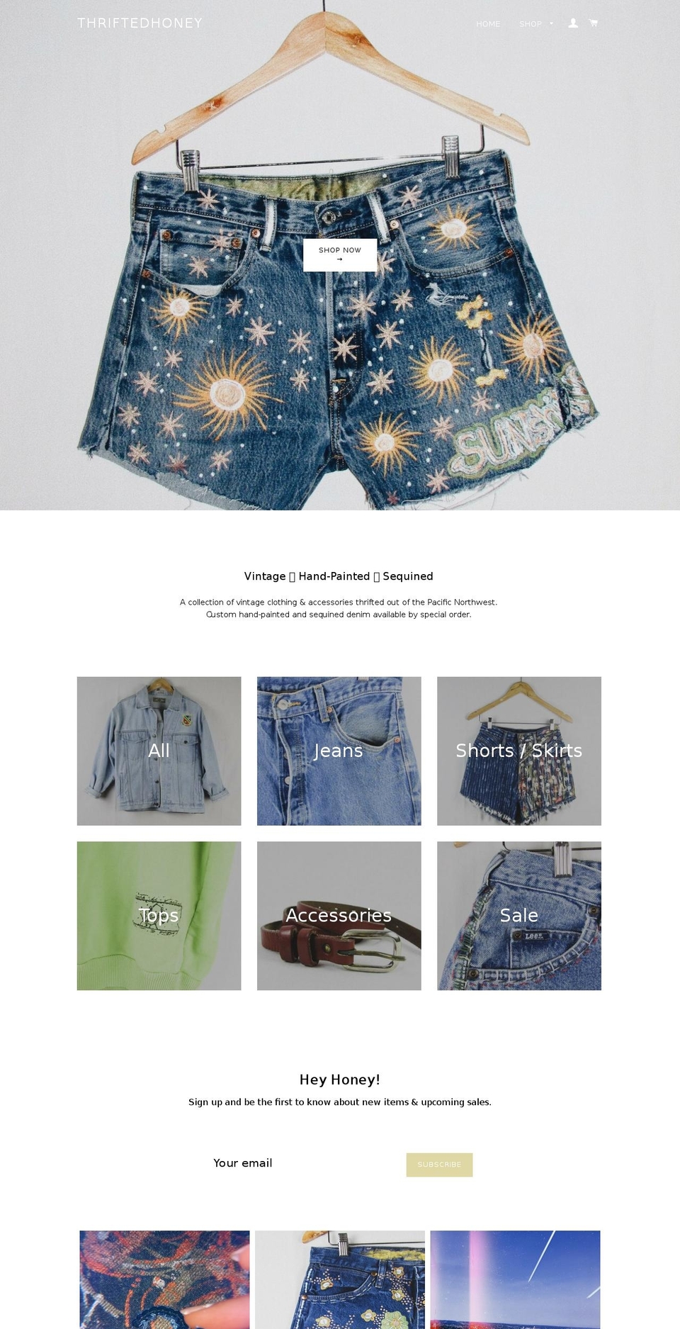 thriftedhoney.com — Shopify storefront screenshot
