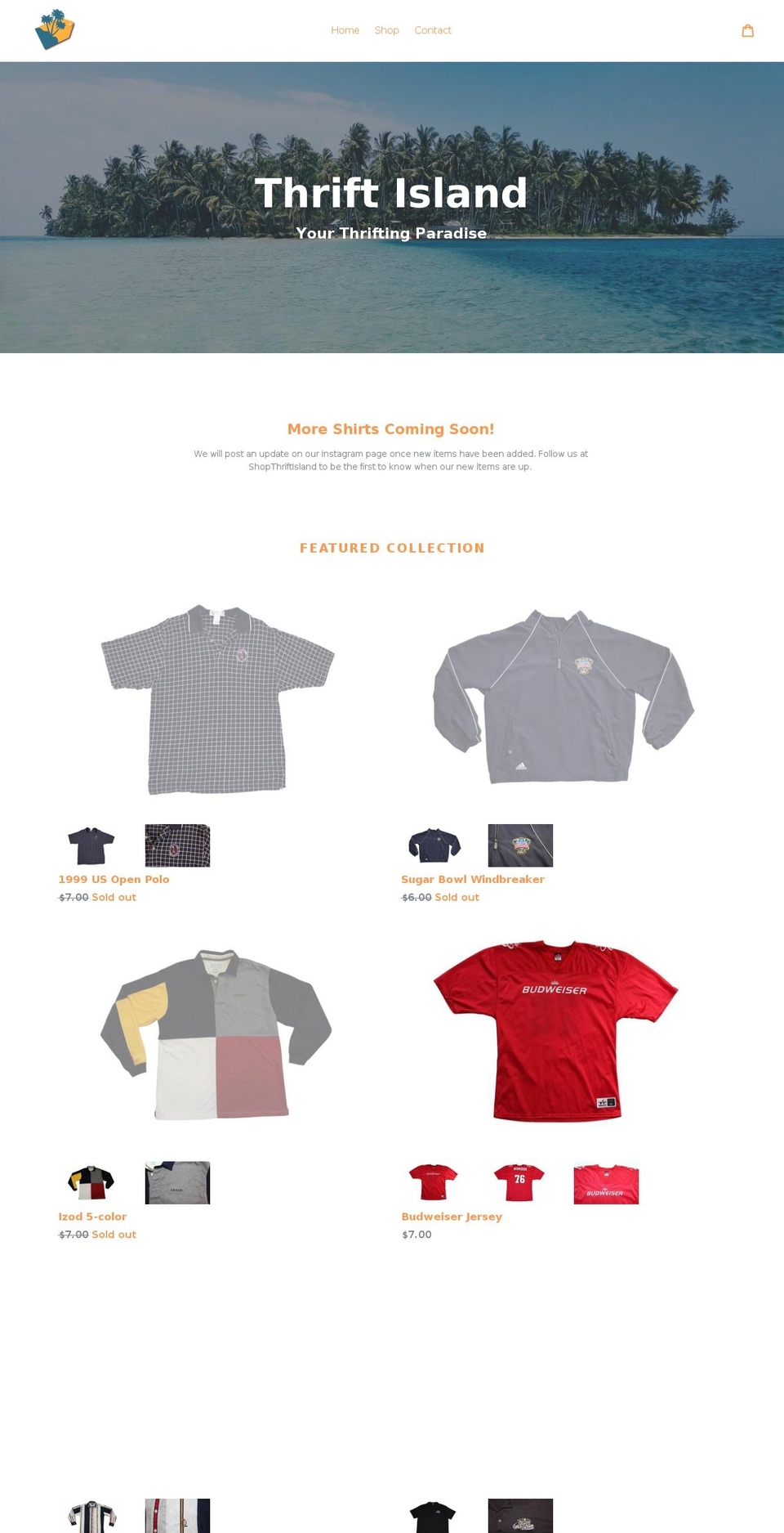 thriftisland.com — Shopify storefront screenshot