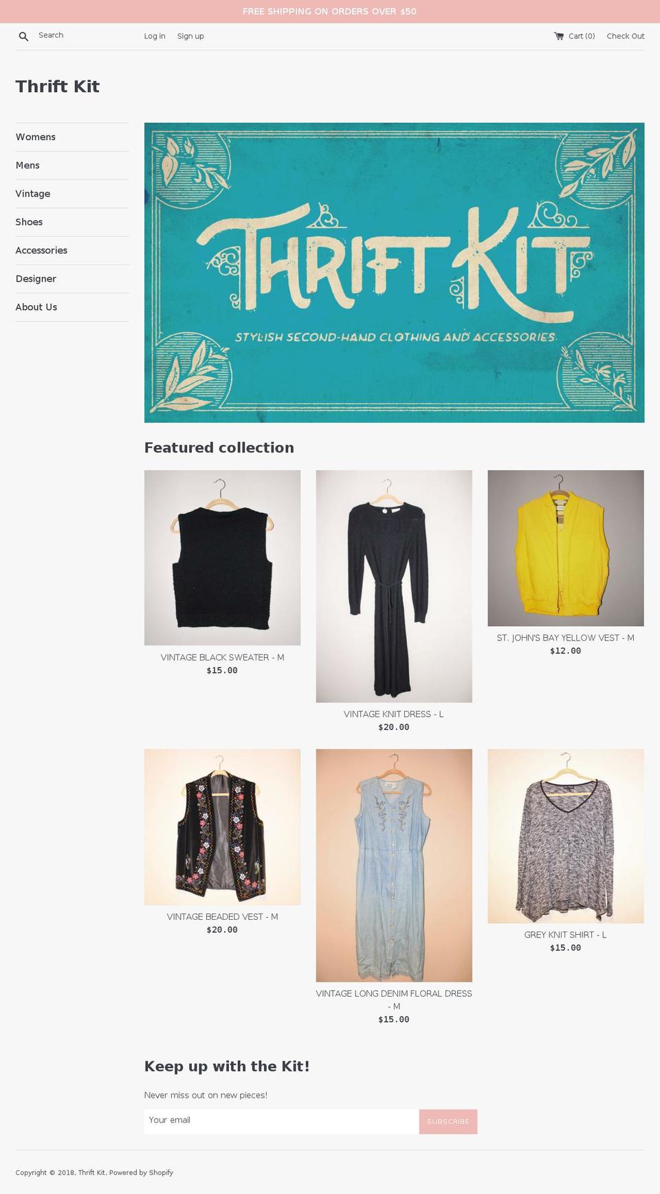 thriftkit.com shopify website screenshot