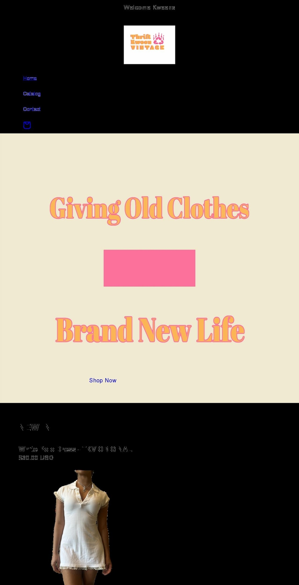 thriftkween.com shopify website screenshot