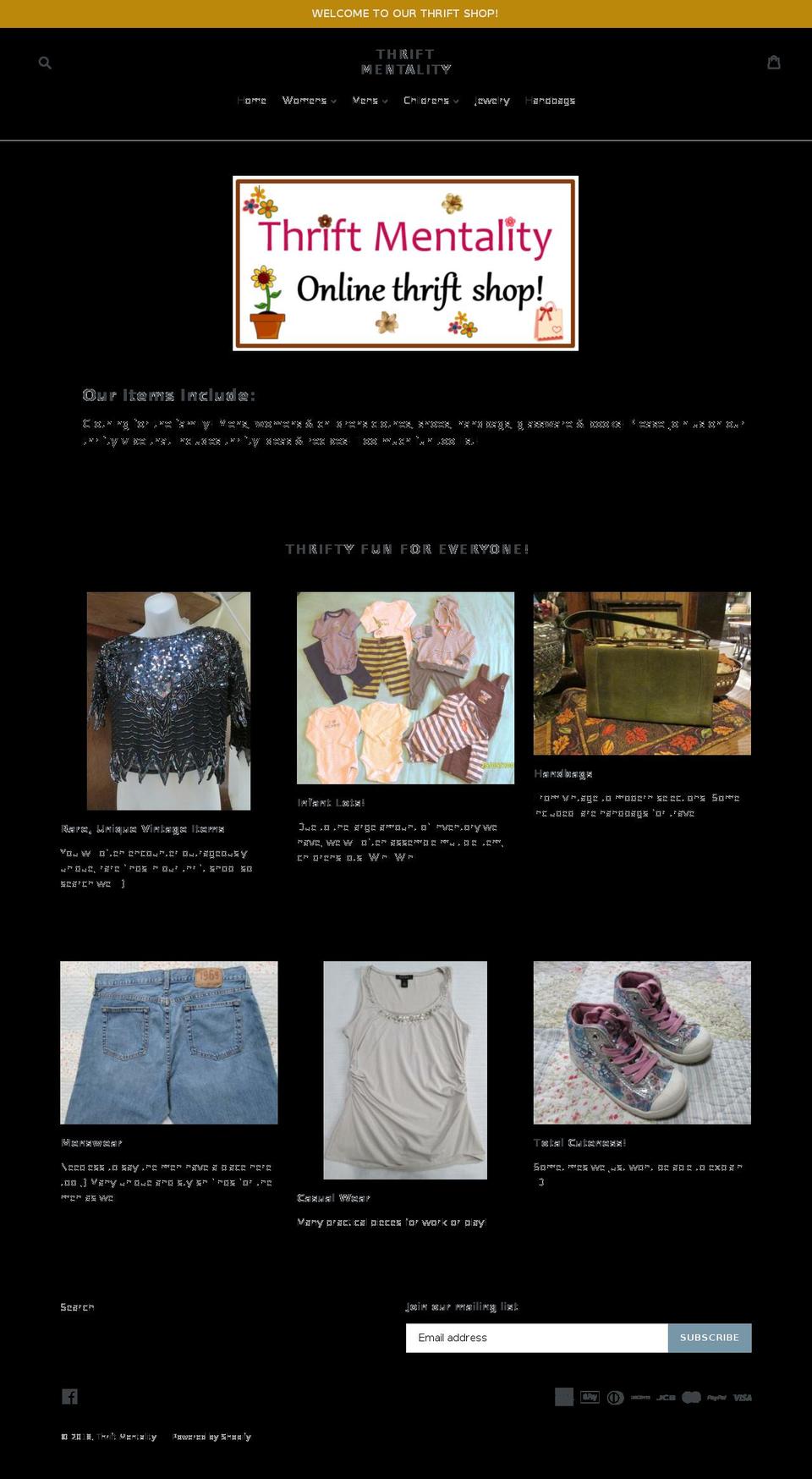 thriftmentality.com — Shopify storefront screenshot