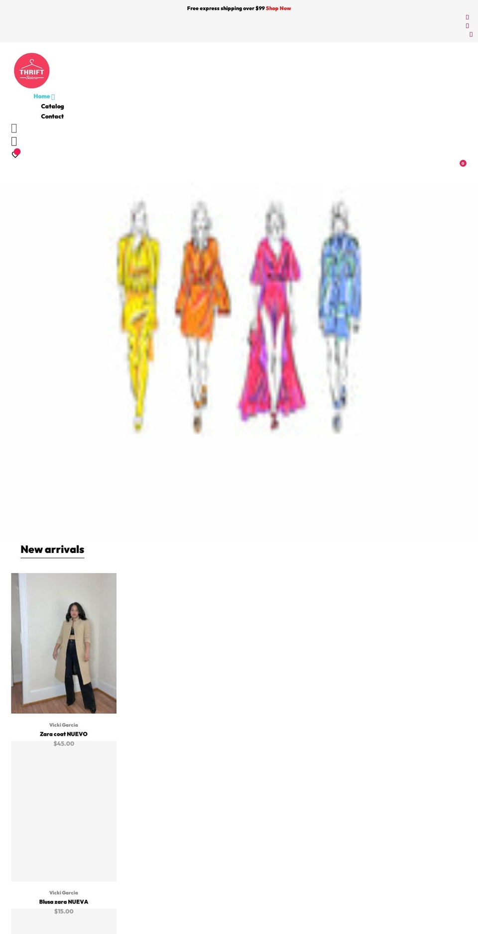 thriftsisters.com shopify website screenshot