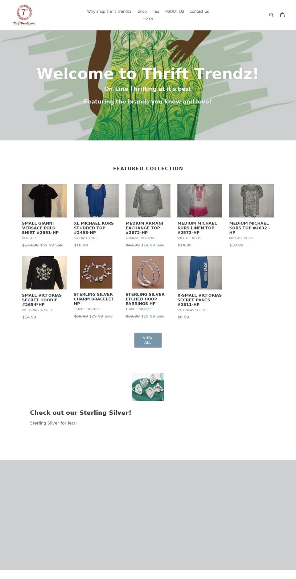 thrifttrendz.com shopify website screenshot