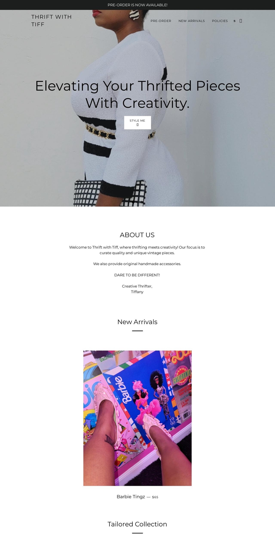 thriftwithtiff.com shopify website screenshot