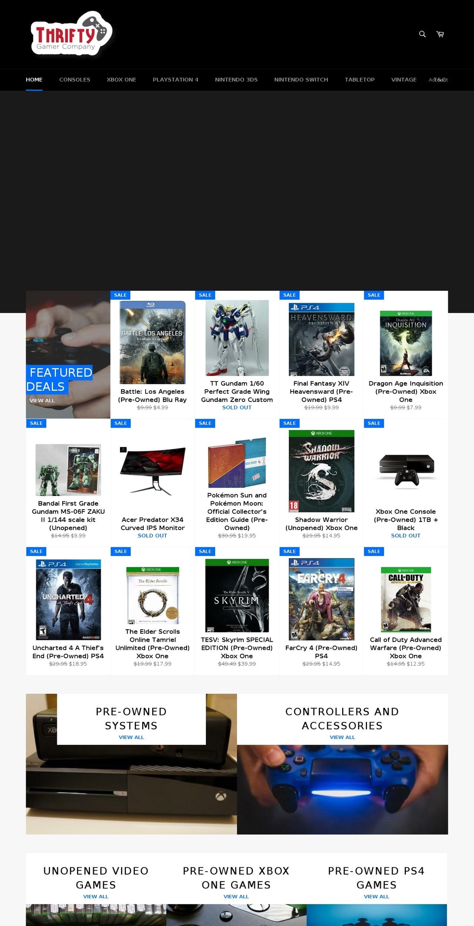 thriftygamercompany.com — Shopify storefront screenshot