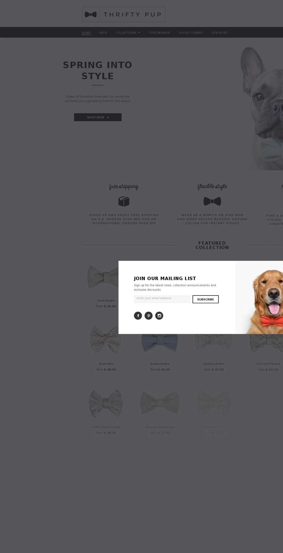 thriftypup.com shopify website screenshot