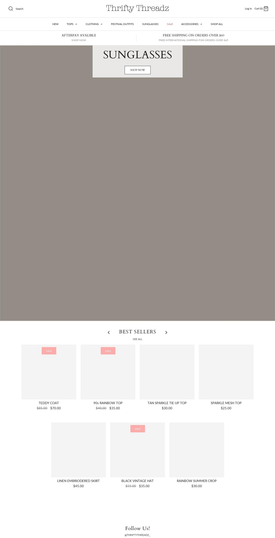 thriftythreadz.net shopify website screenshot