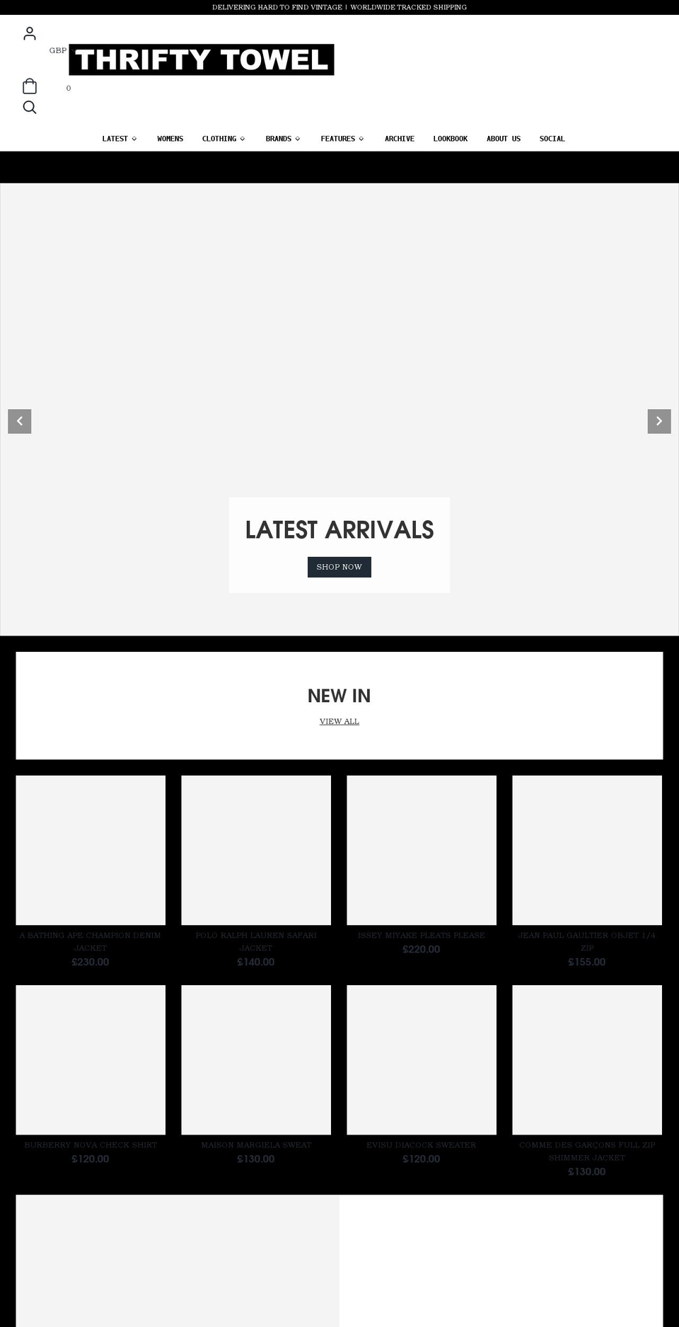 thriftytowel.com — Shopify storefront screenshot