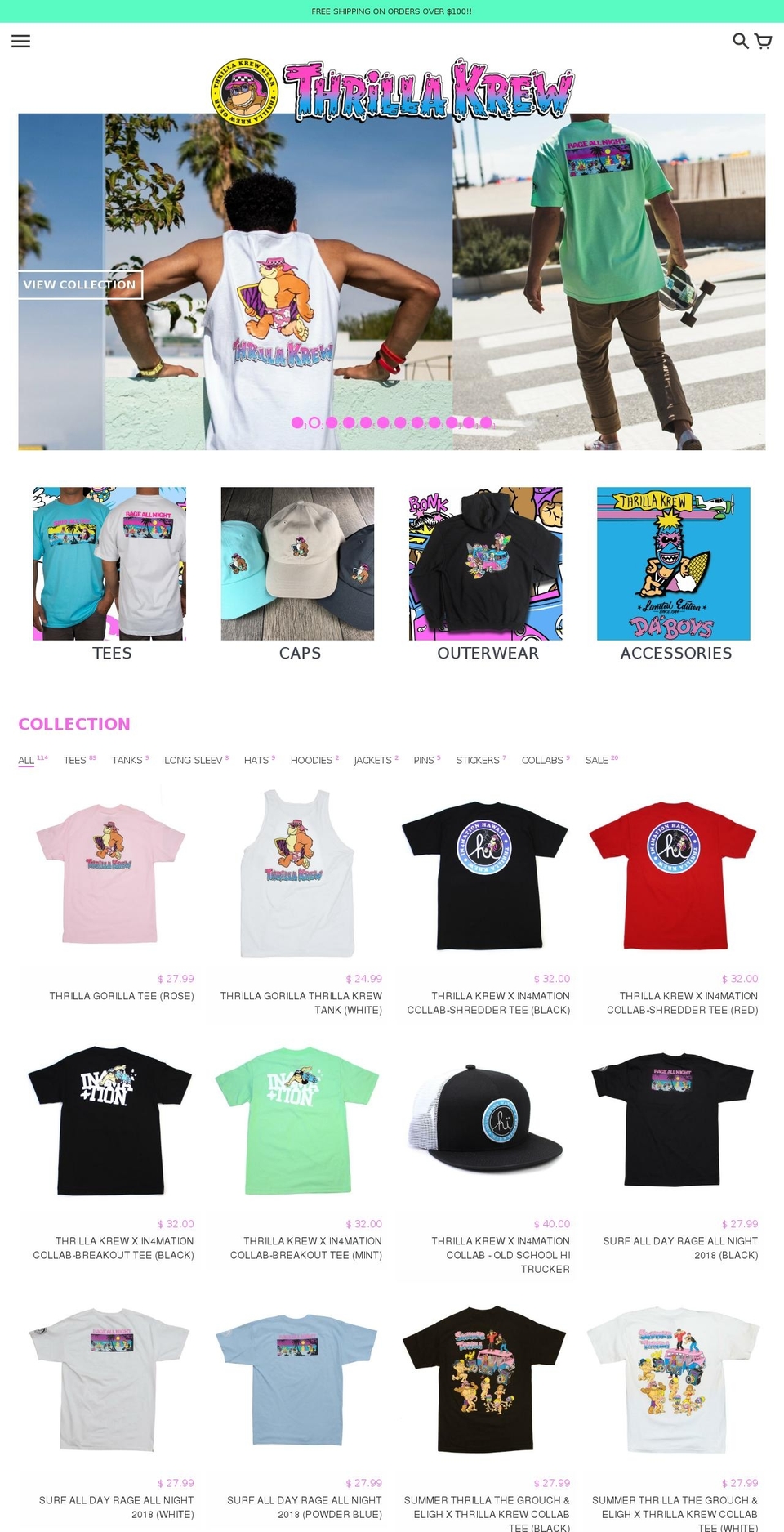 thrillakrewgear.com shopify website screenshot
