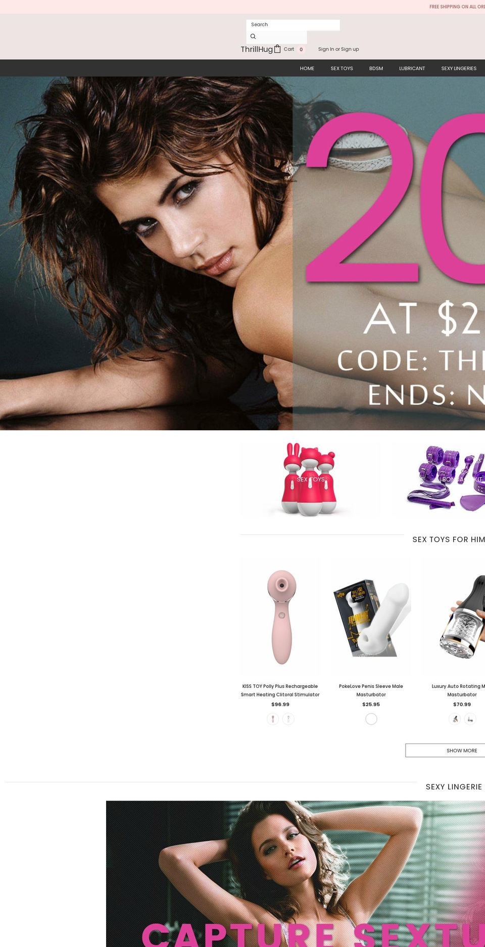 thrillhug.com shopify website screenshot