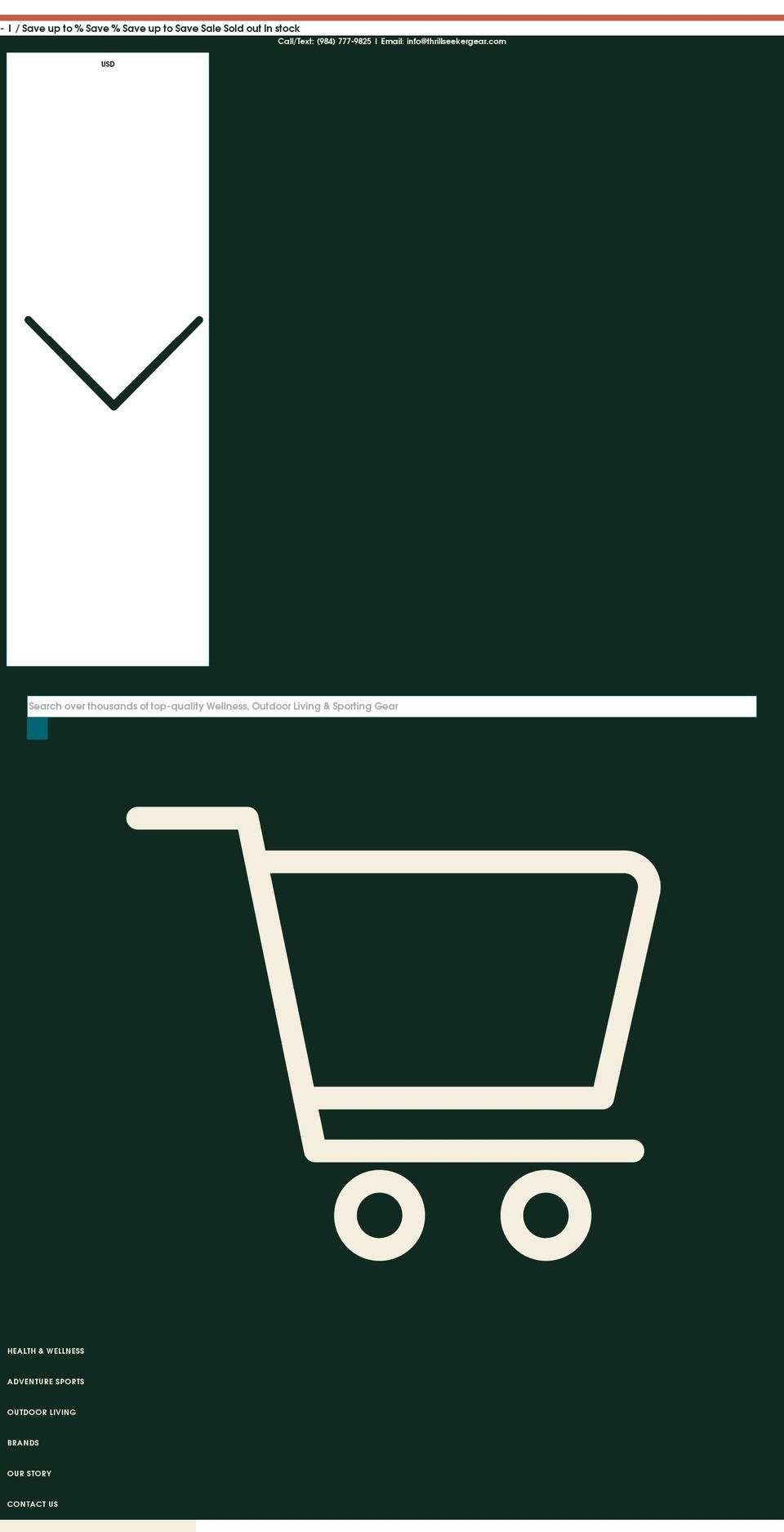 thrillseekergear.com shopify website screenshot