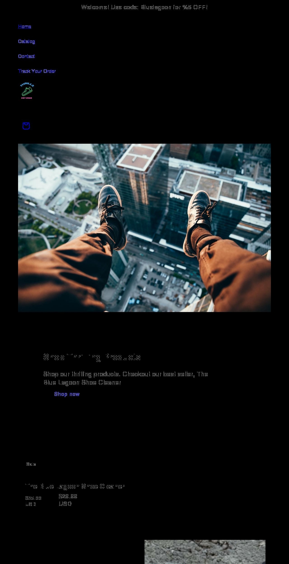 thrillzstore.com shopify website screenshot