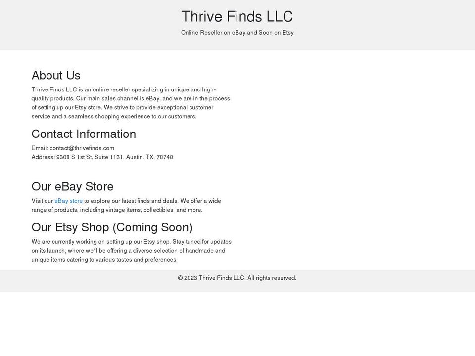thrivefinds.com — Shopify storefront screenshot