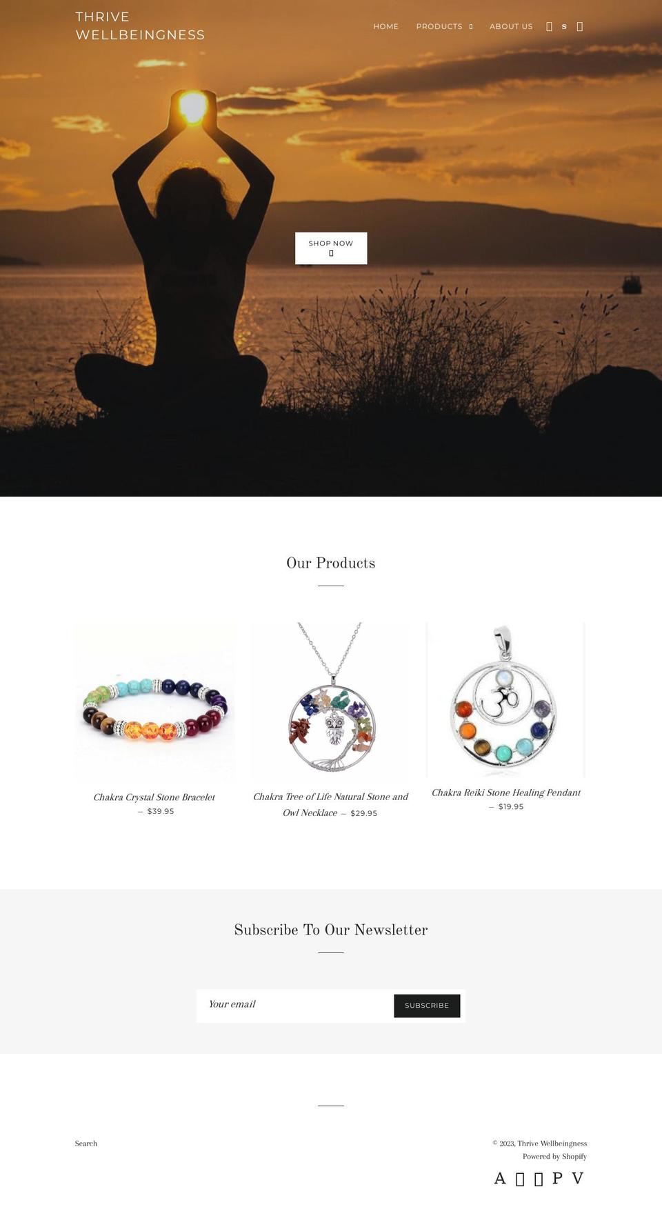 thrivewellbeingness.com — Shopify storefront screenshot