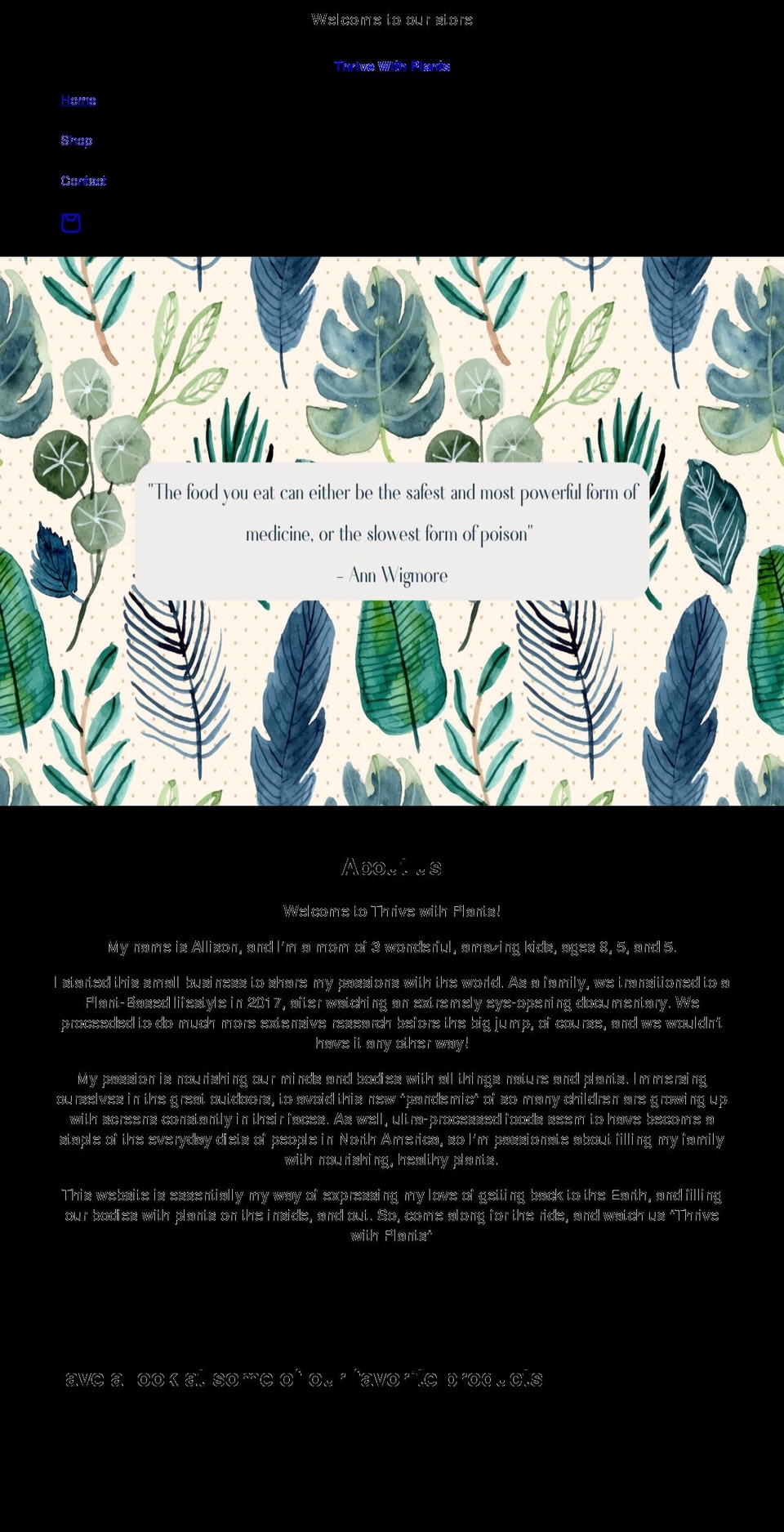 thrivewithplants.com shopify website screenshot