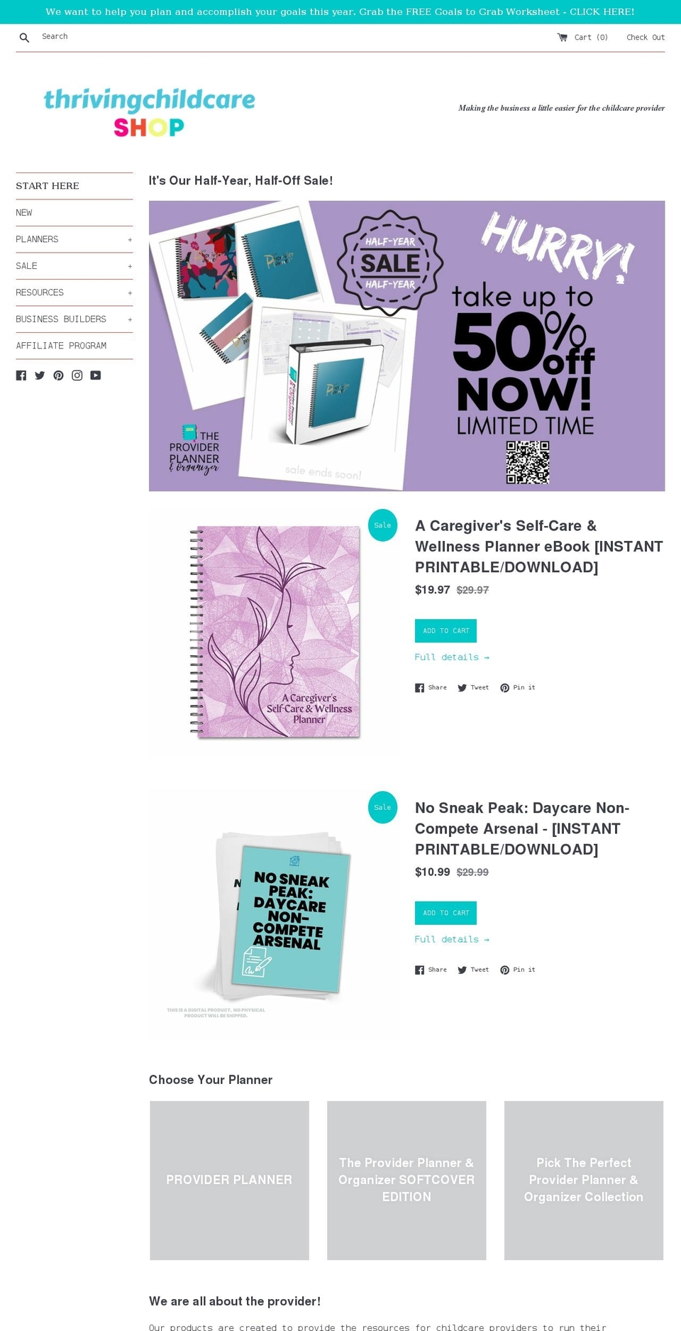 thrivingchildcareshop.com shopify website screenshot