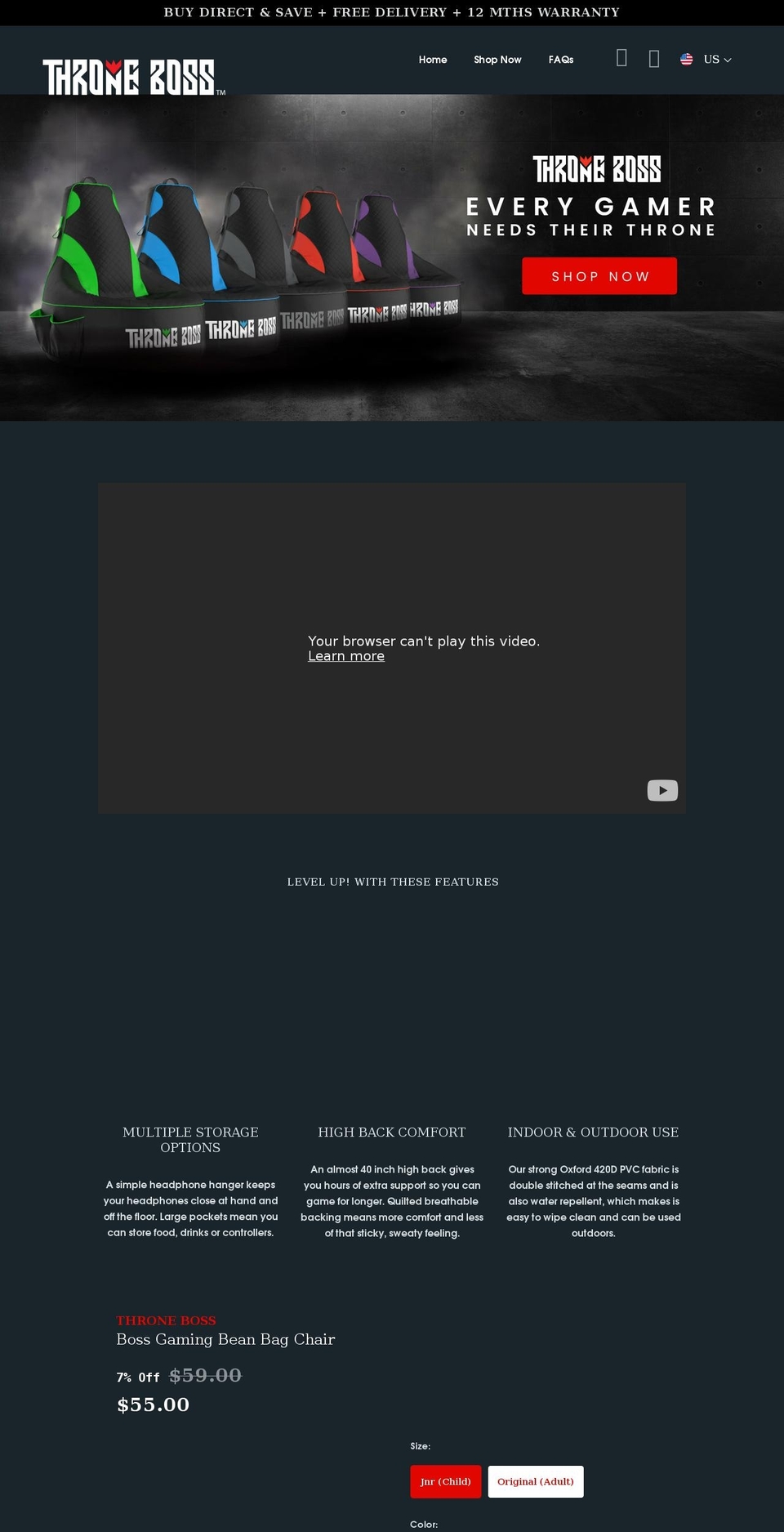 throneboss.com shopify website screenshot