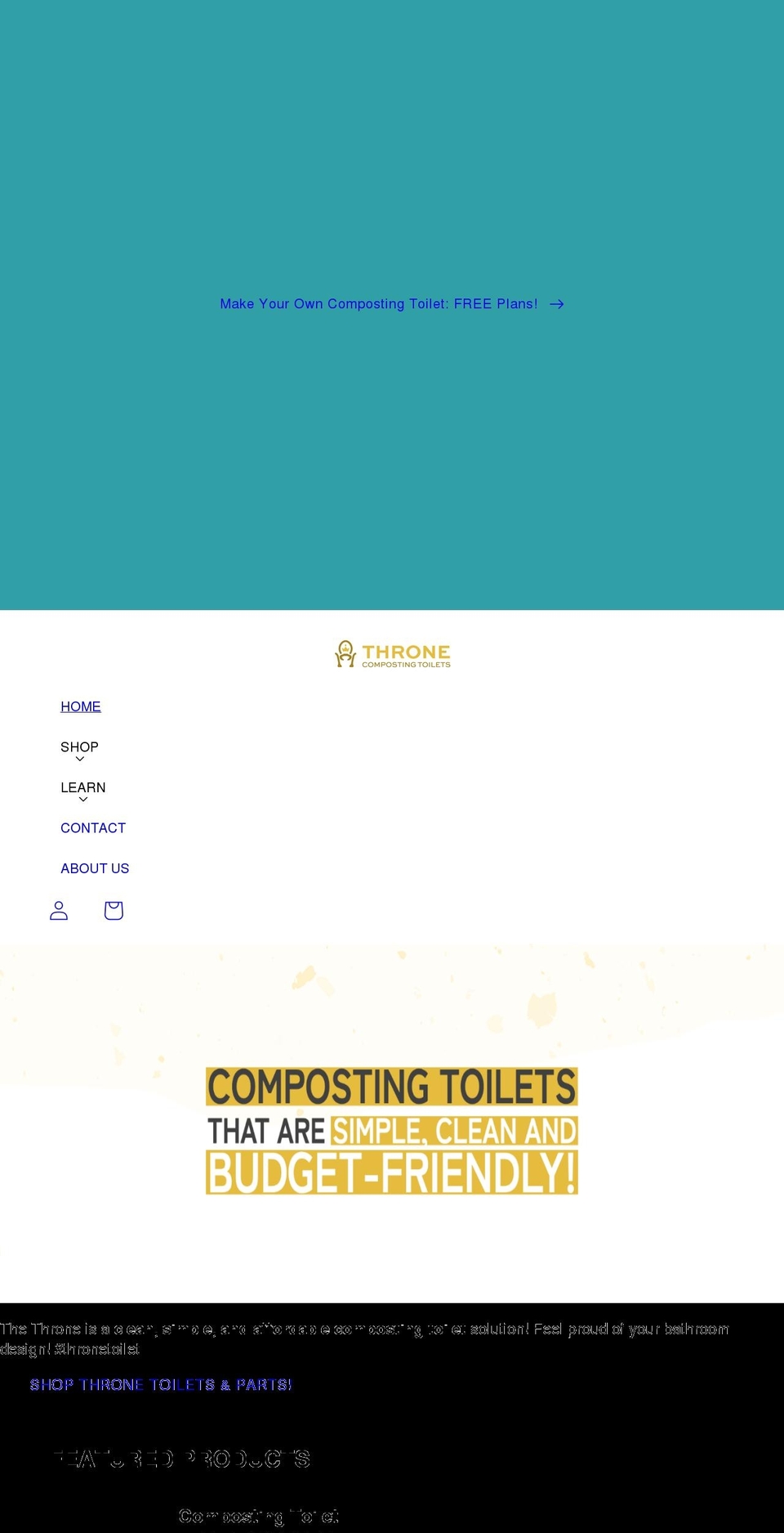 thronecompostingtoilet.com shopify website screenshot