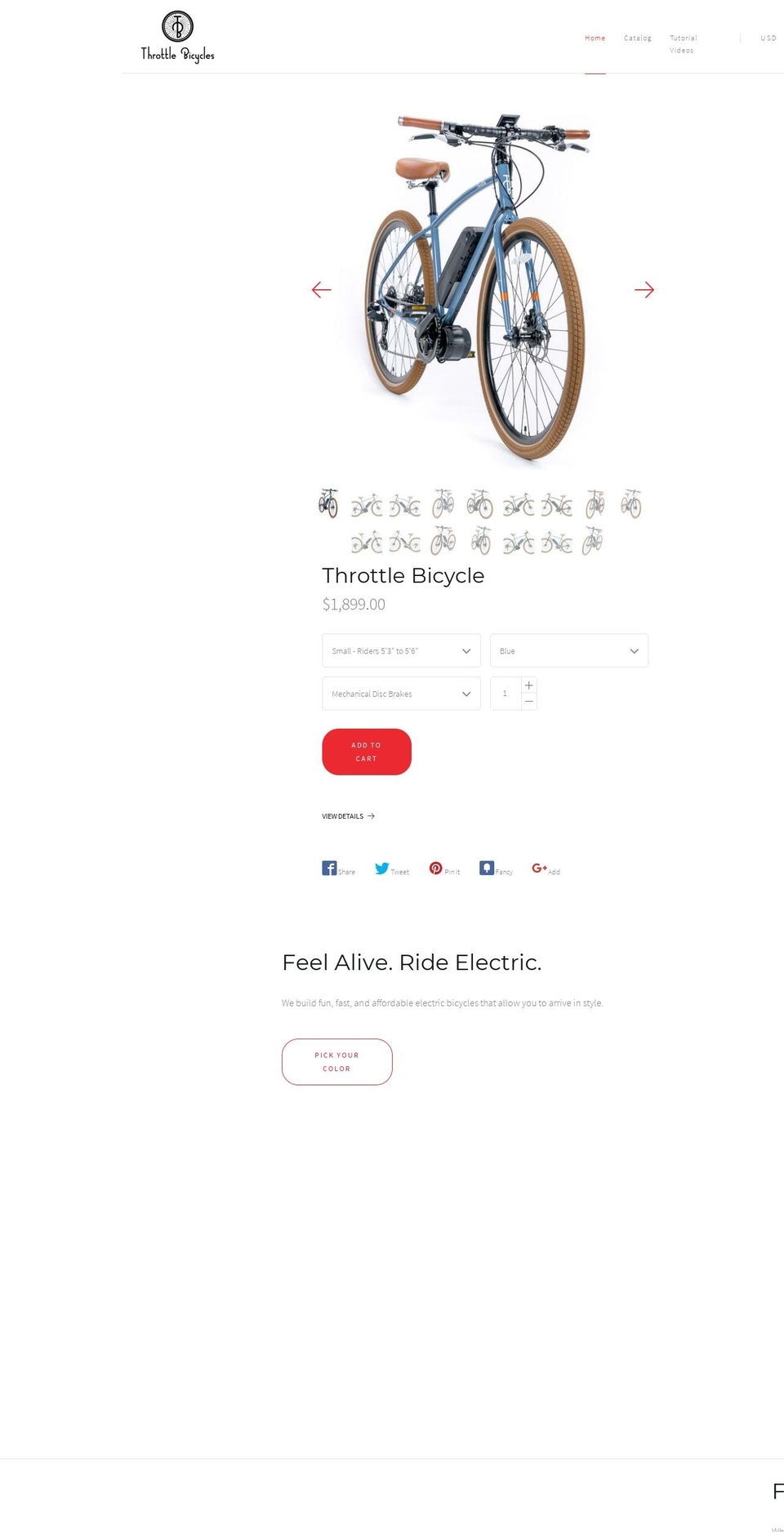 throttlebicycles.com shopify website screenshot