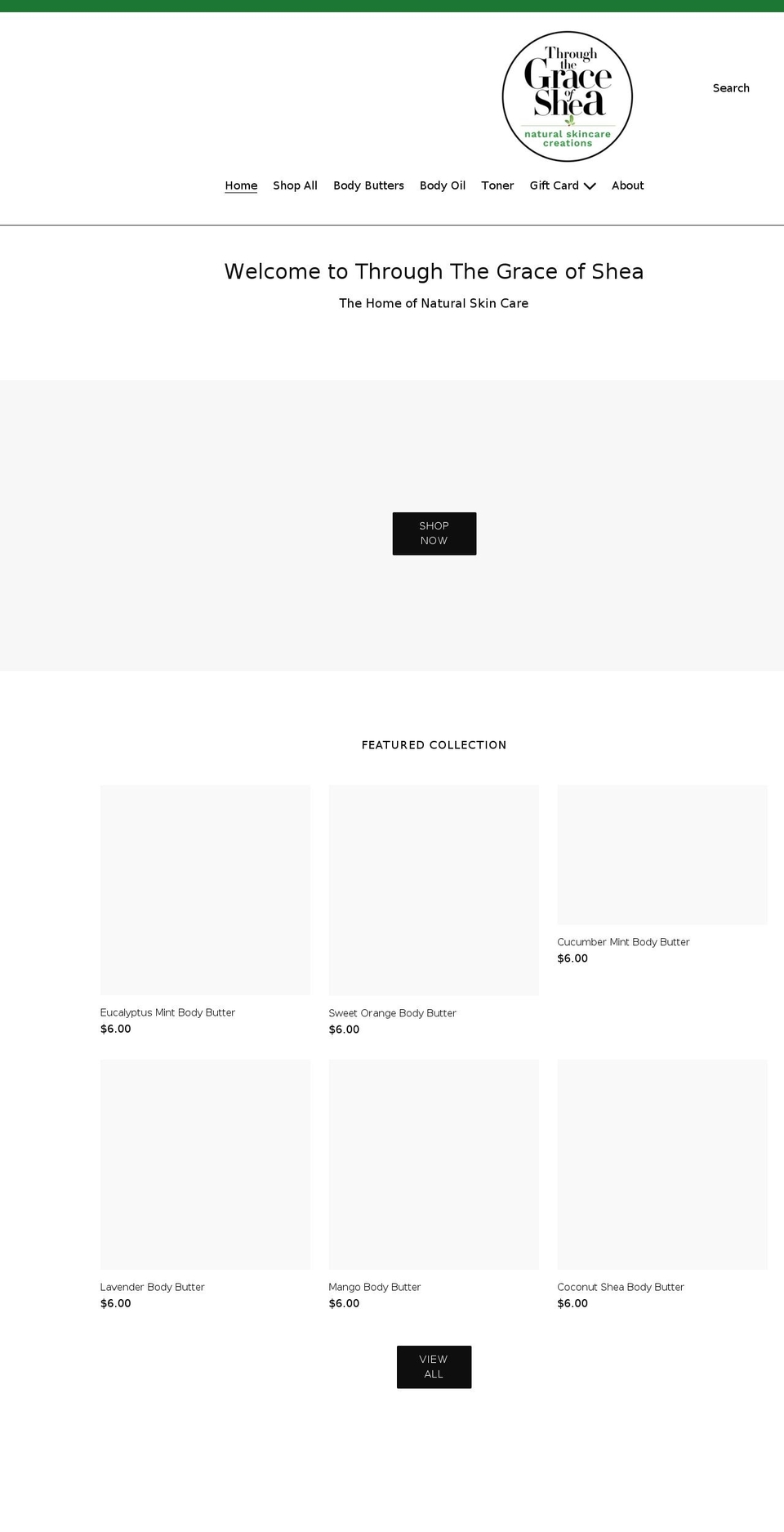 throughthegraceofshea.com shopify website screenshot