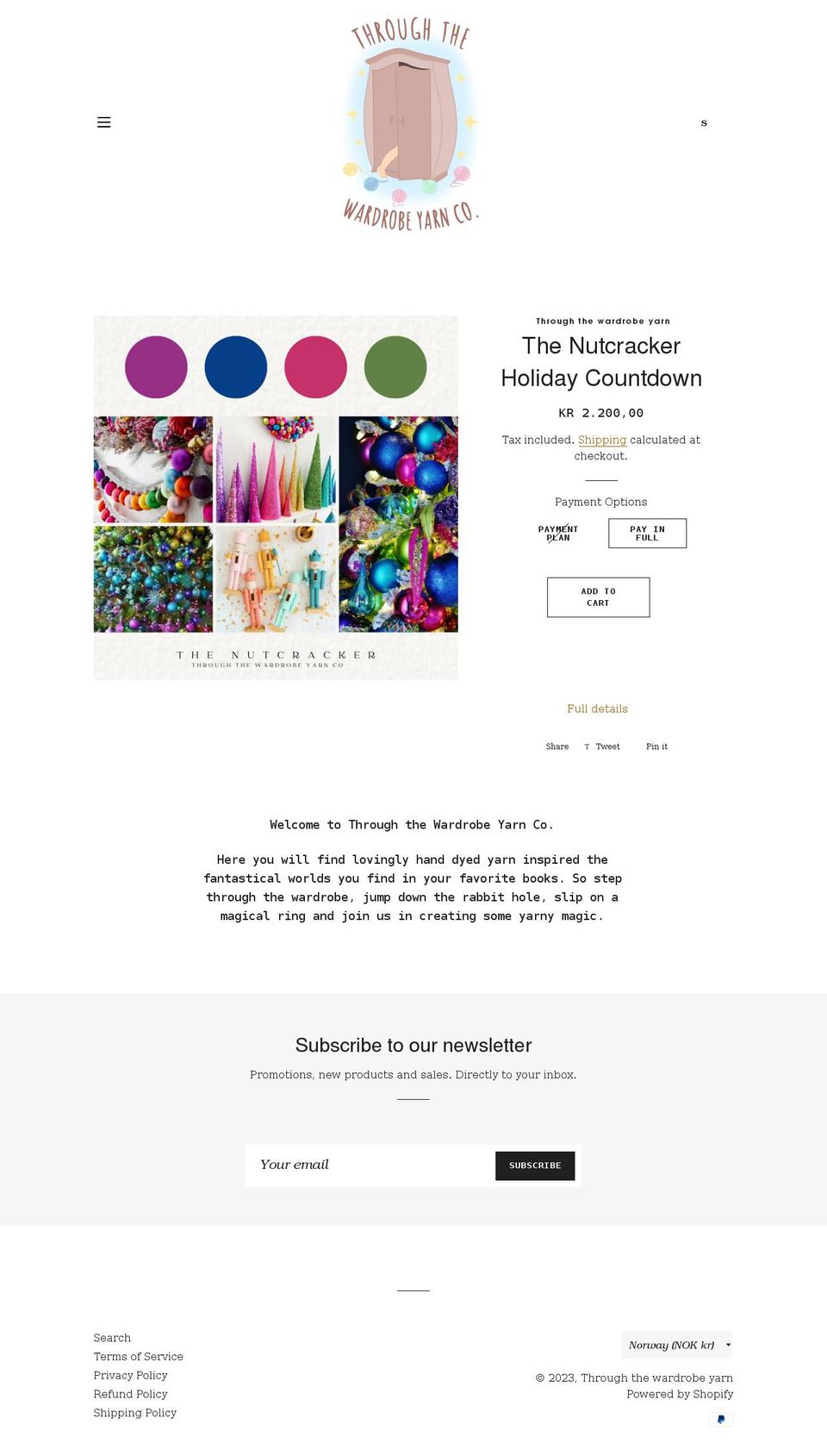 throughthewardrobeyarn.com shopify website screenshot