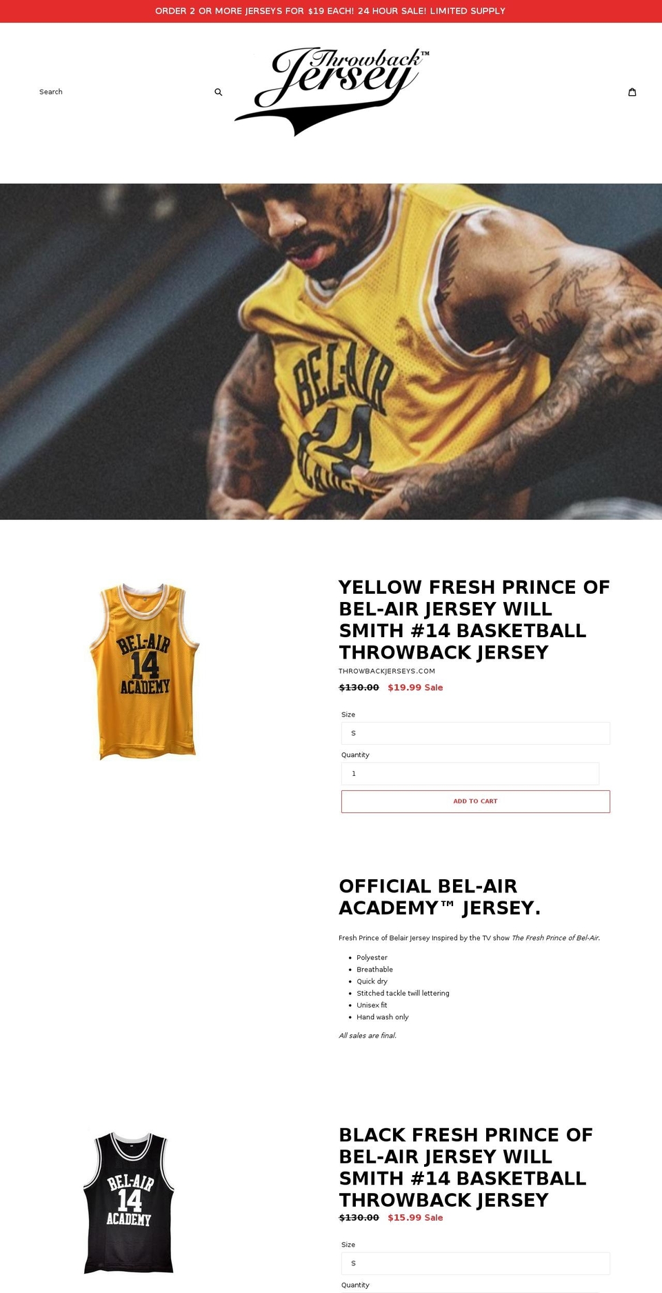 throwbackjersey.net shopify website screenshot