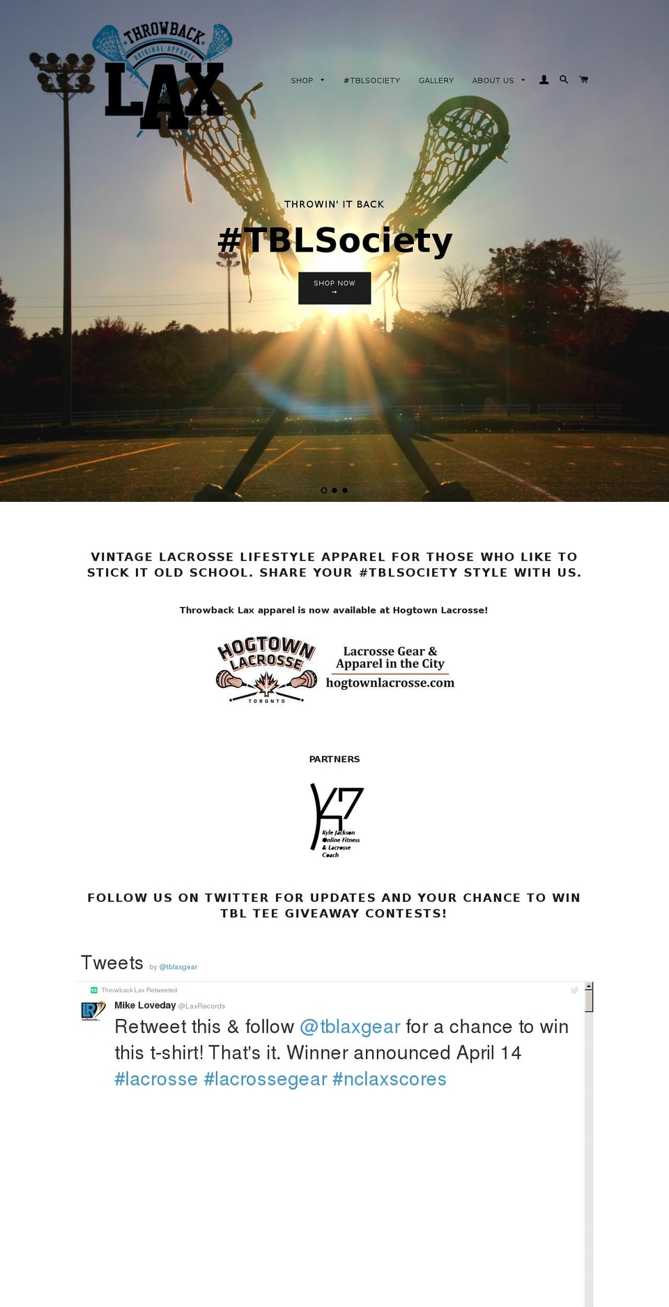 throwbacklax.com shopify website screenshot