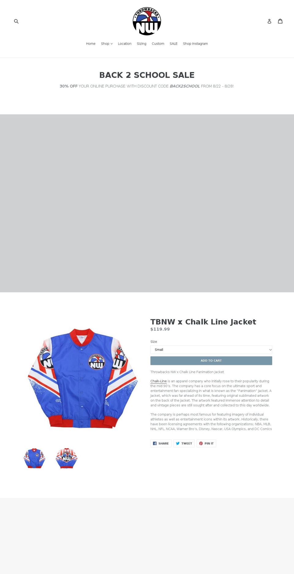 throwbacksnw.com shopify website screenshot