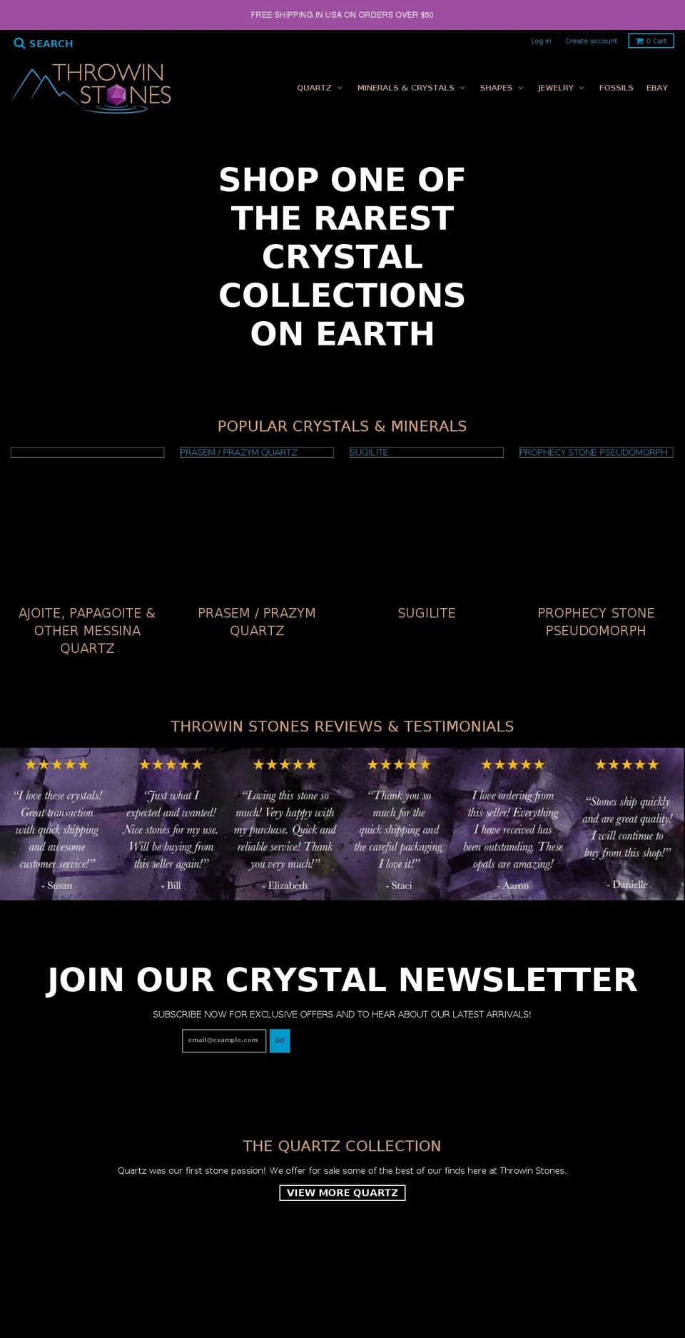 throwinstones.com shopify website screenshot