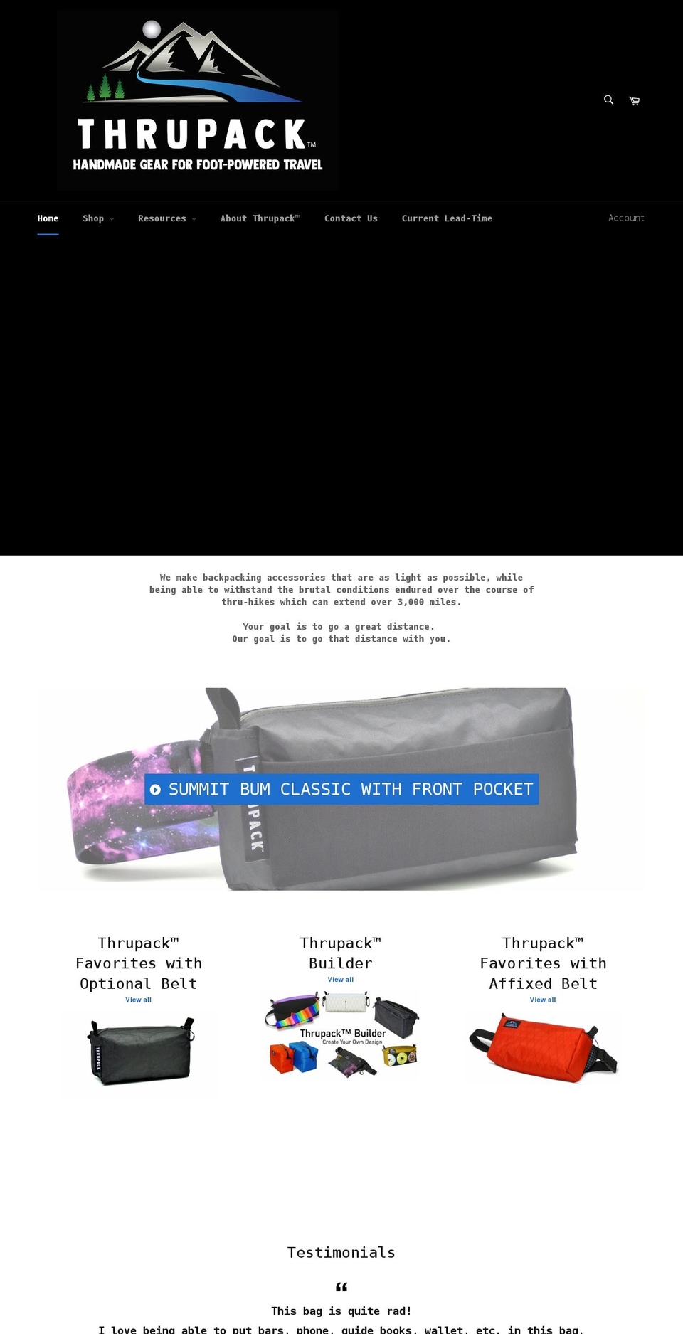 thrupack.com shopify website screenshot