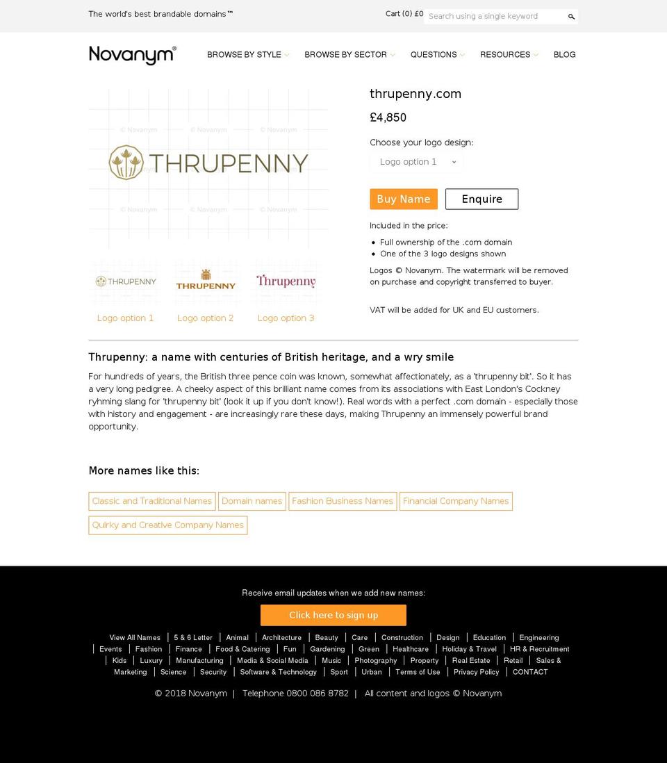 thrupenny.com shopify website screenshot