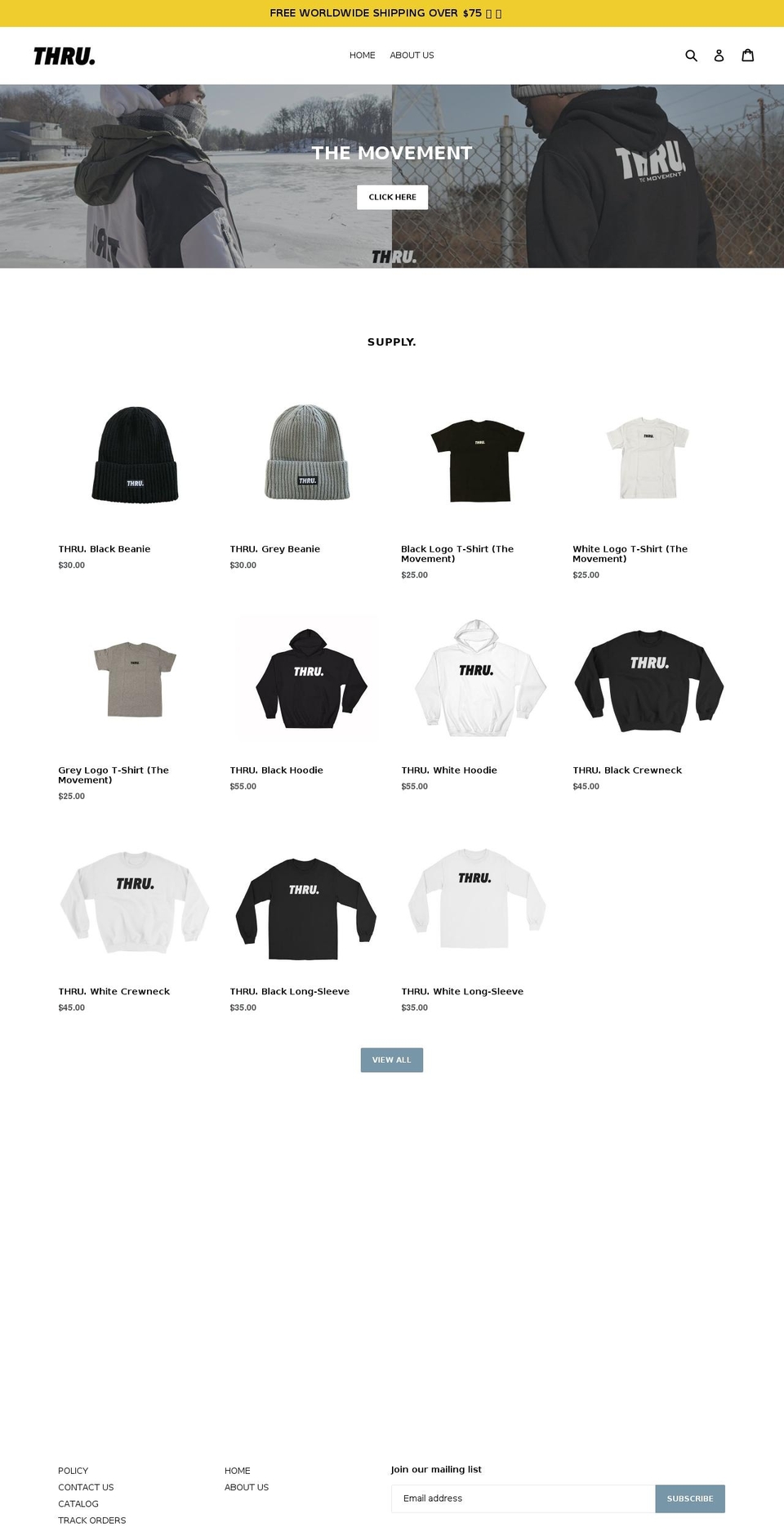 thrushop.com — Shopify storefront screenshot